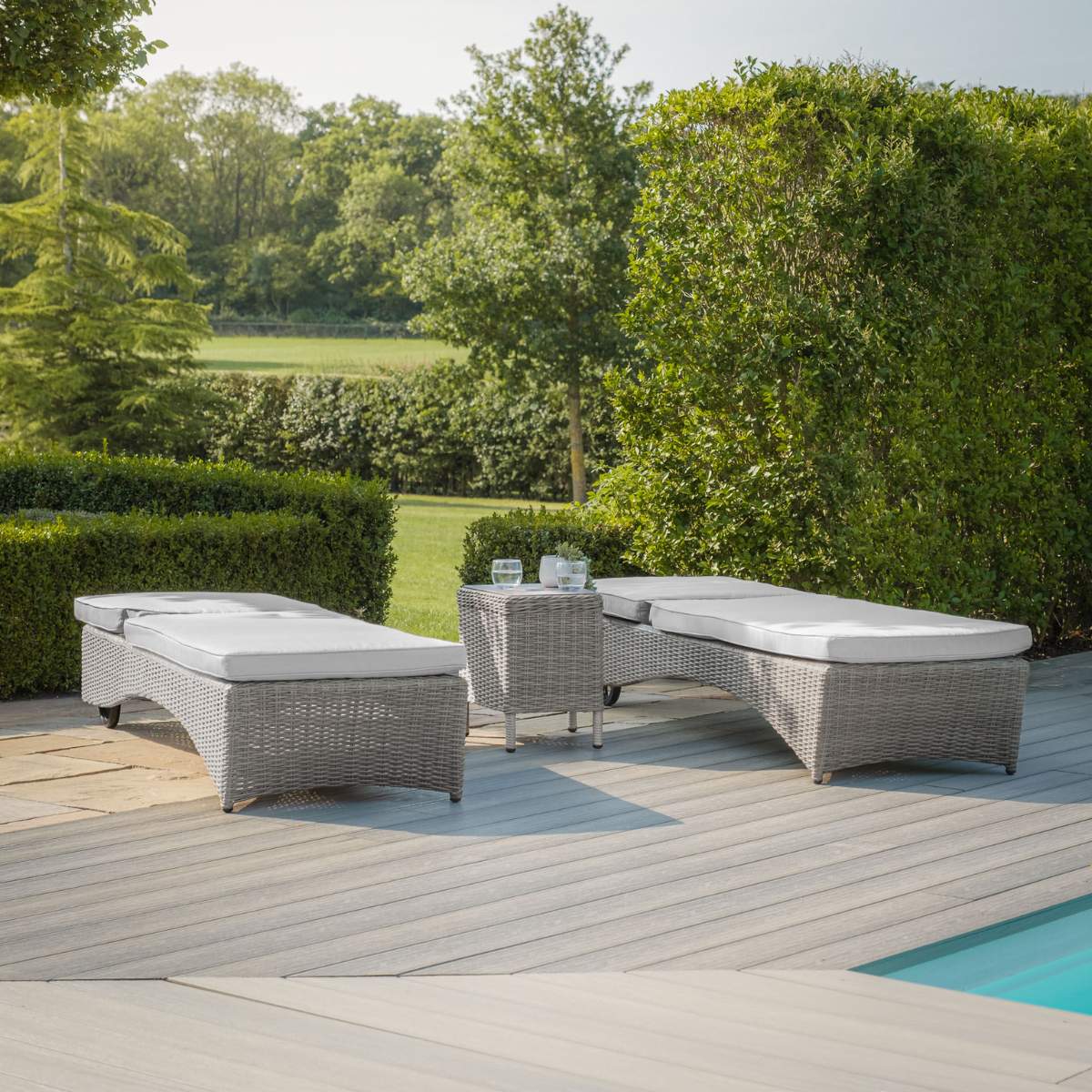 Maze Oxford Rattan Sunlounger Set - Ceramic Glass - Image 6