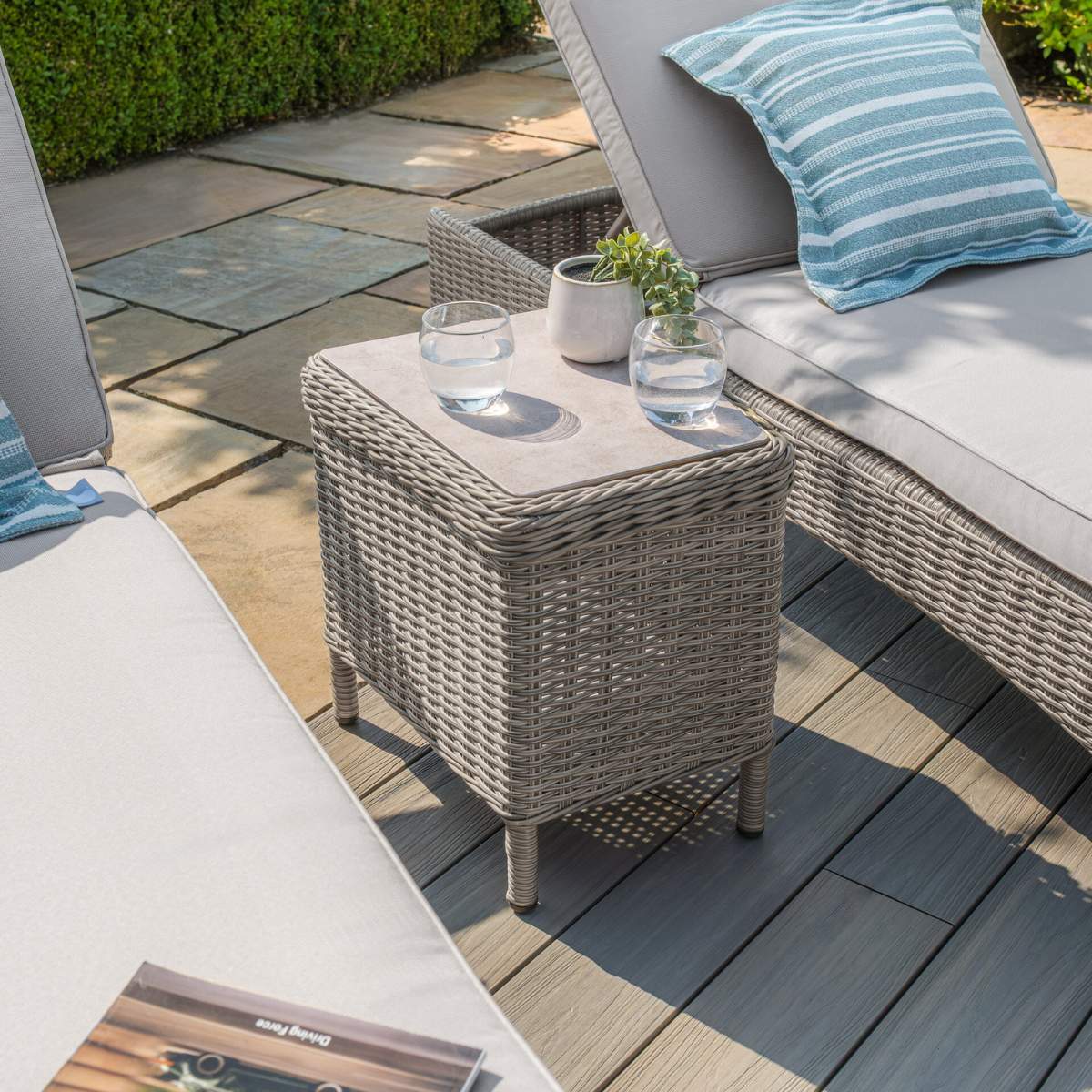 Maze Oxford Rattan Sunlounger Set - Ceramic Glass - Image 7
