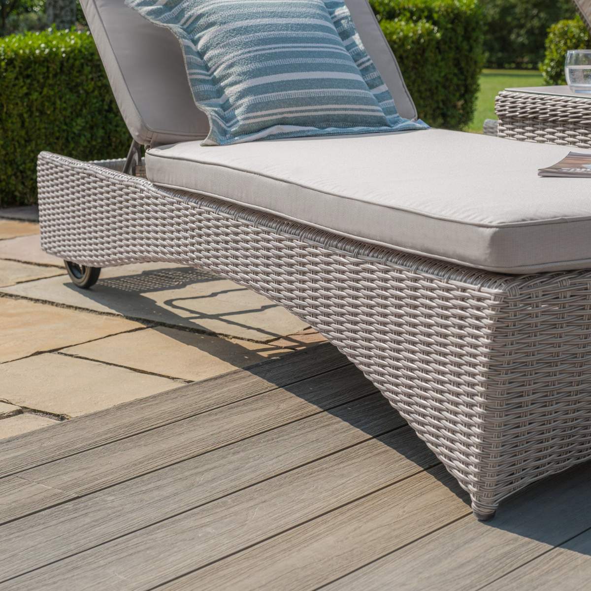 Maze Oxford Rattan Sunlounger Set - Ceramic Glass - Image 8