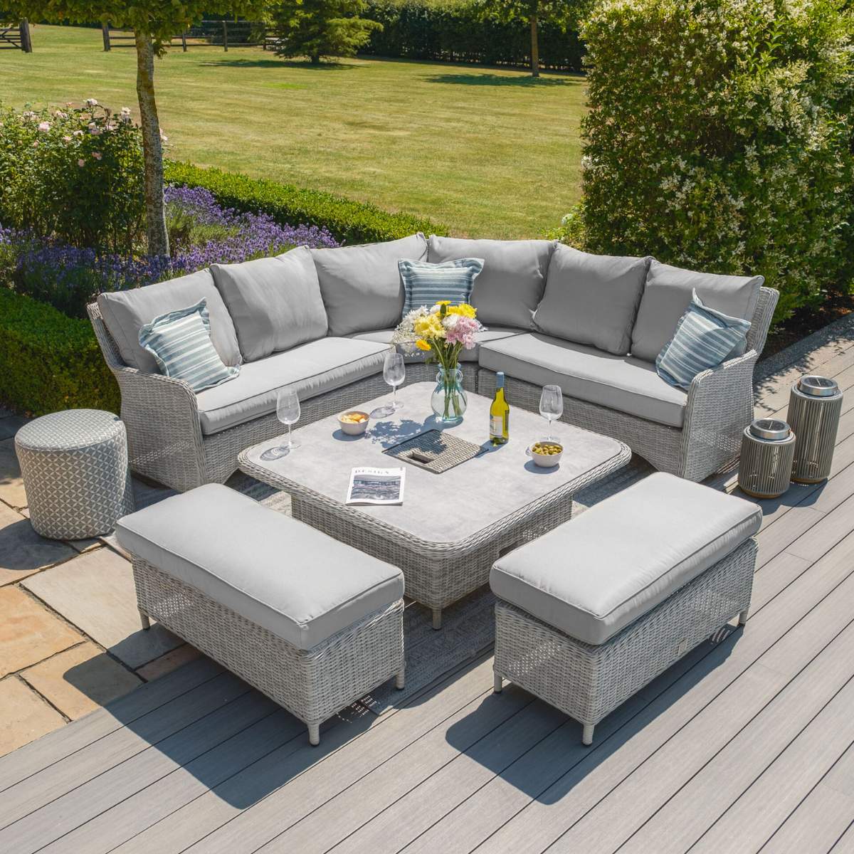 Maze Oxford Royal Rattan Corner Dining Sofa Set - Image 4