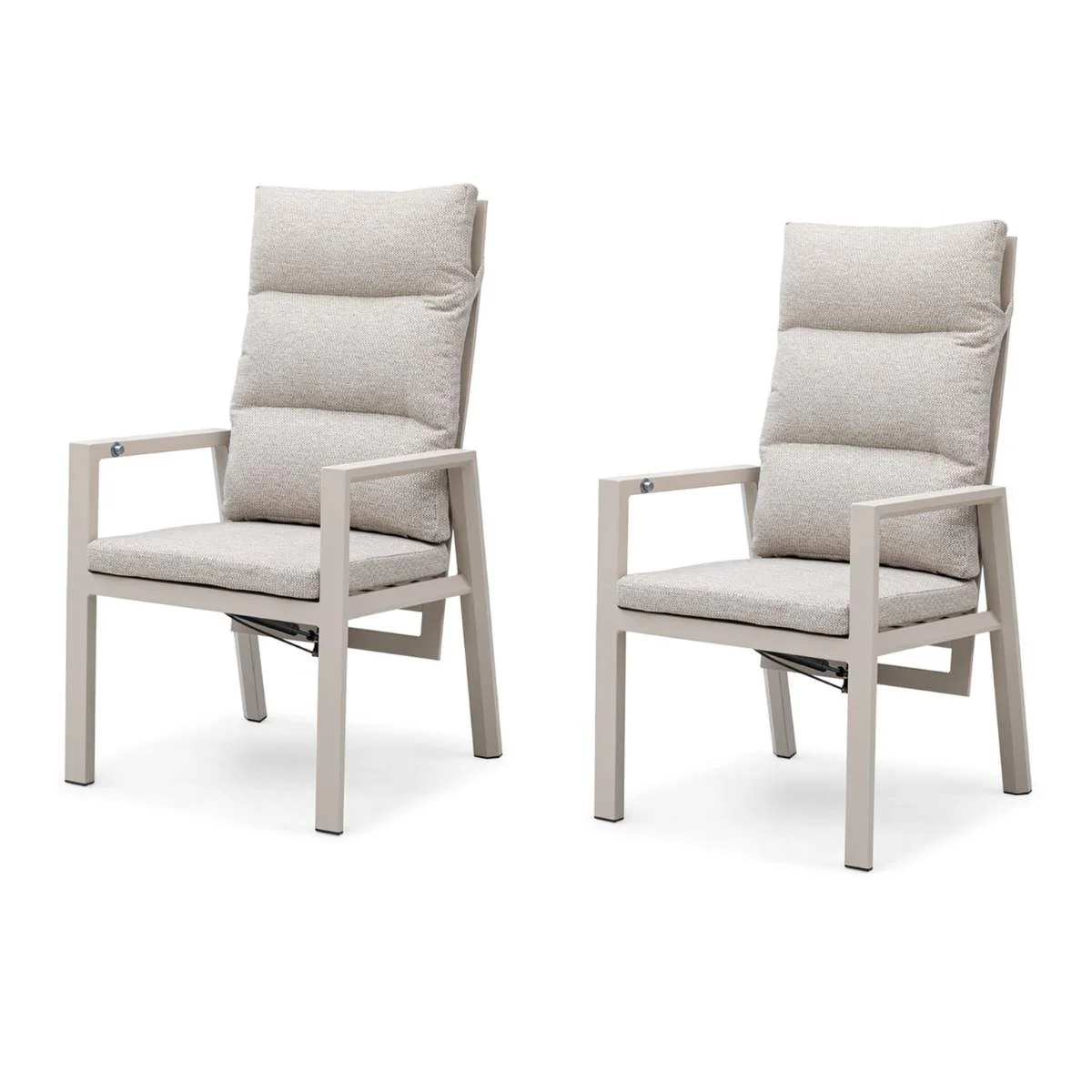 Maze - Pair of Valencia Reclining Aluminium Dining Chairs - Latte