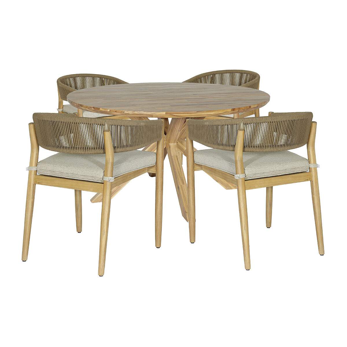 Maze - Porto Rope Weave 4 Seat Round Dining Set