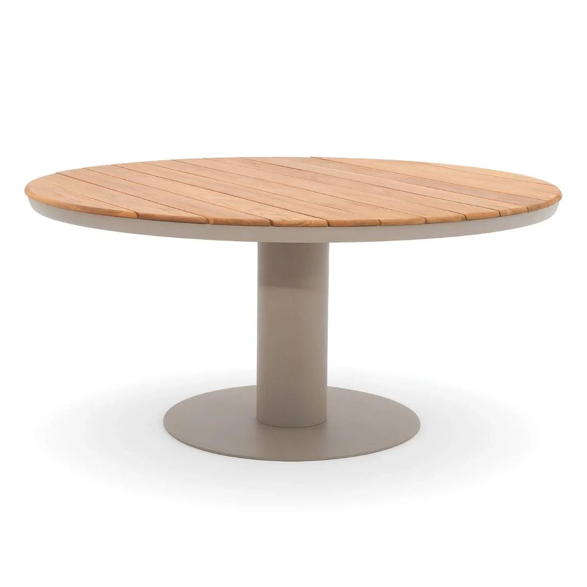 Maze Sicily 6 Seat Round Pedestal Teak Garden Dining Table - Latte