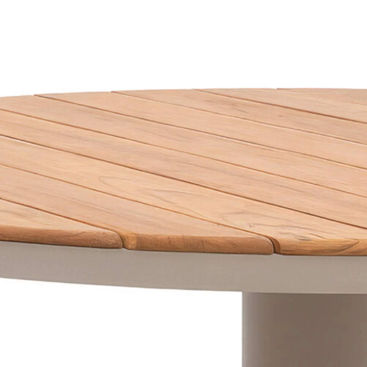 Maze Sicily 6 Seat Round Pedestal Teak Garden Dining Table - Latte - Image 2
