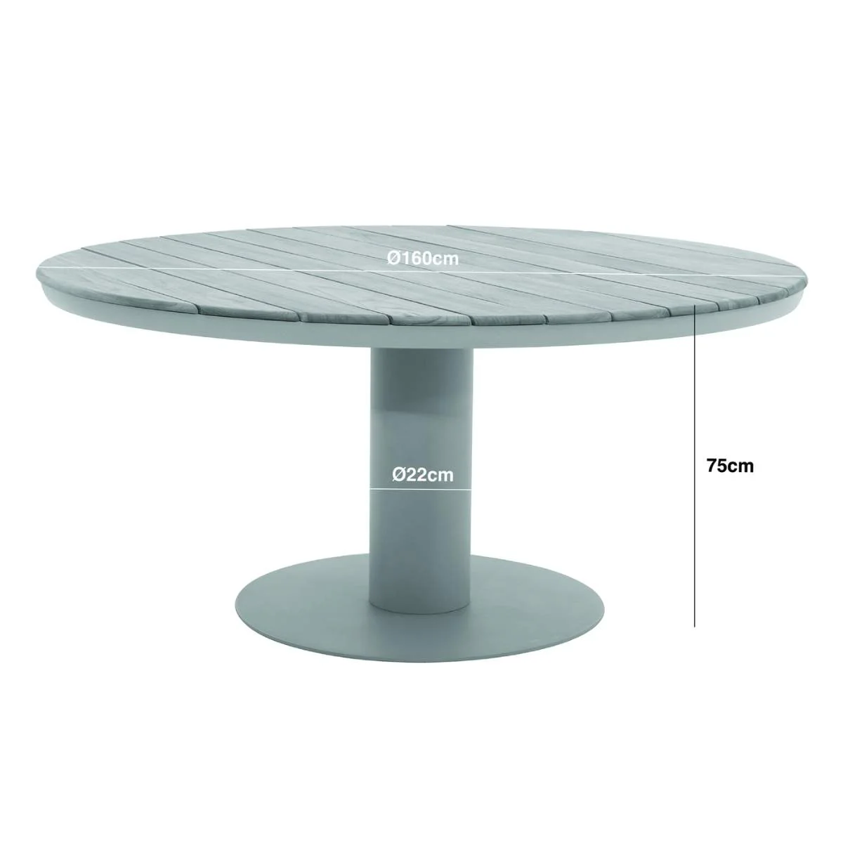 Maze Sicily 6 Seat Round Pedestal Teak Garden Dining Table - Latte - Image 3