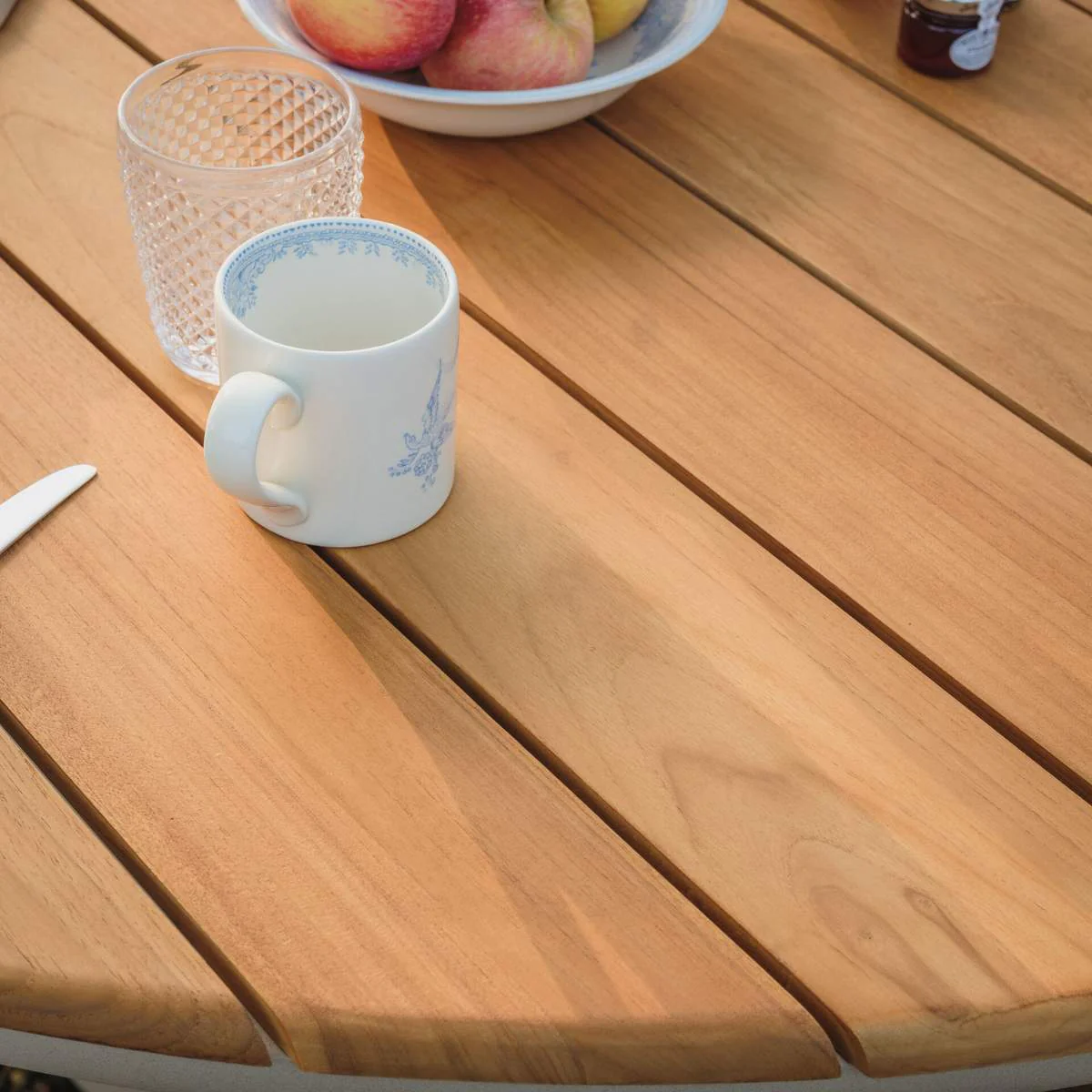 Maze Sicily 6 Seat Round Pedestal Teak Garden Dining Table - Latte - Image 7