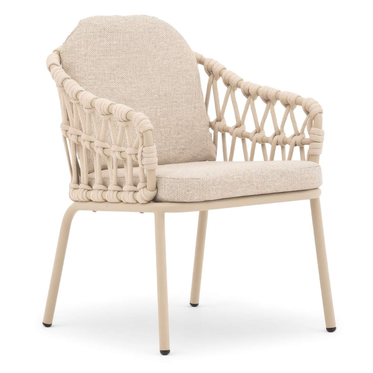 Maze Sicily Open Rope Weave 6 Seat Rectangular Dining Set - Latte - Image 7