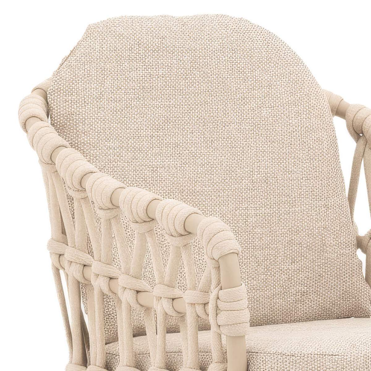 Maze Sicily Open Rope Weave 6 Seat Round Pedestal Dining Set - Latte - Image 2