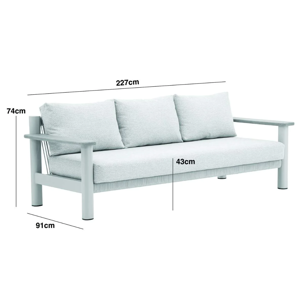 Maze Sicily Rope Weave 3 Seat Sofa - Latte - Image 4