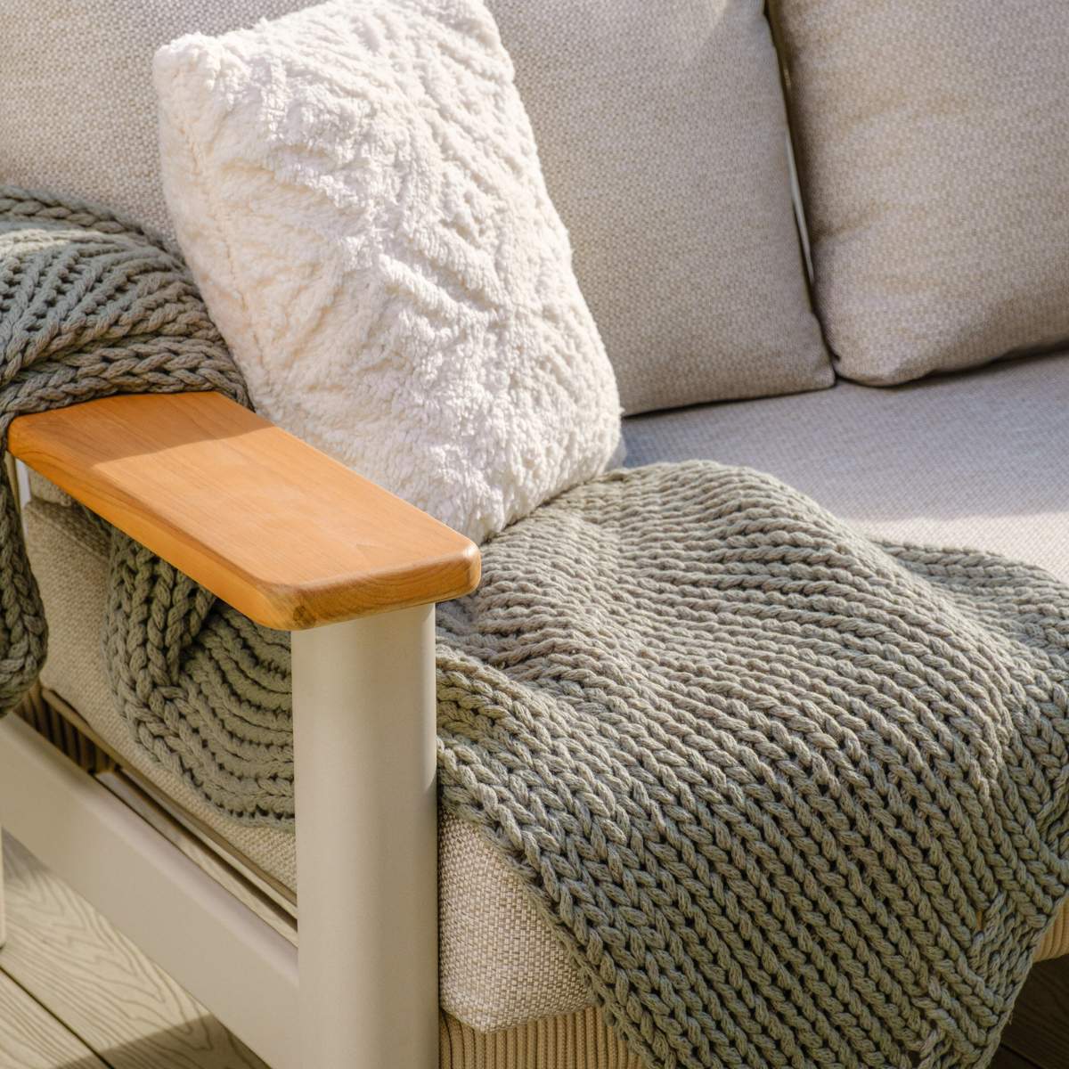 Maze Sicily Rope Weave 3 Seat Sofa - Latte - Image 5