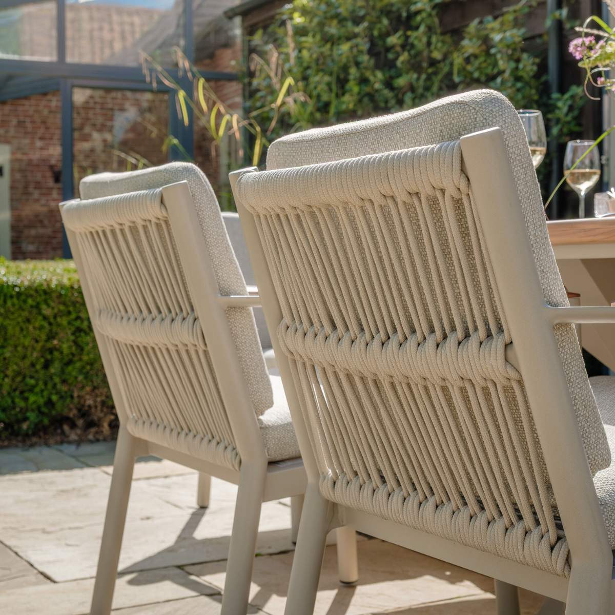 Maze Sicily Rope Weave 6 Seat Rectangular Dining Set - Latte - Image 12