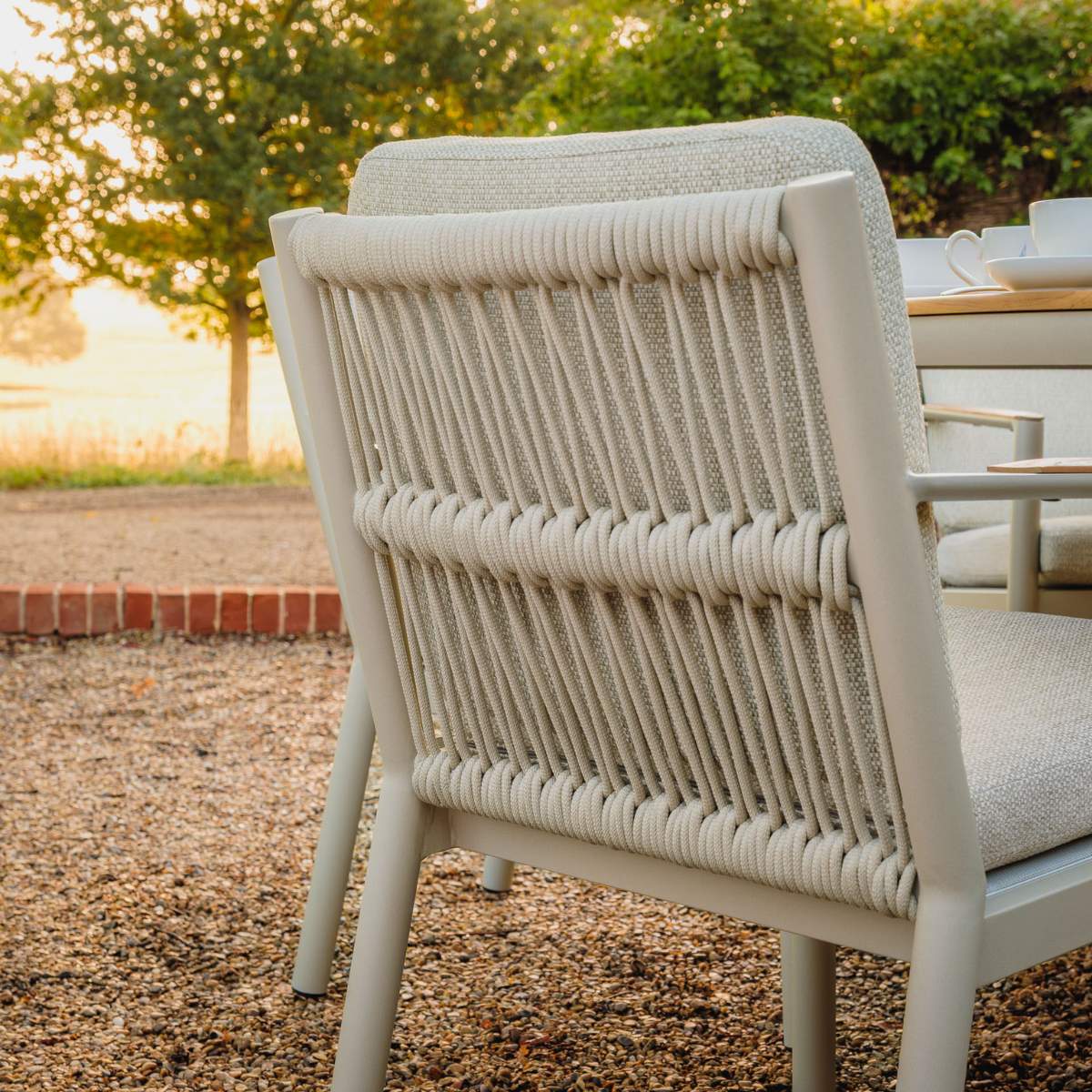 Maze Sicily Rope Weave 6 Seat Round Pedestal Dining Set - Latte - Image 12