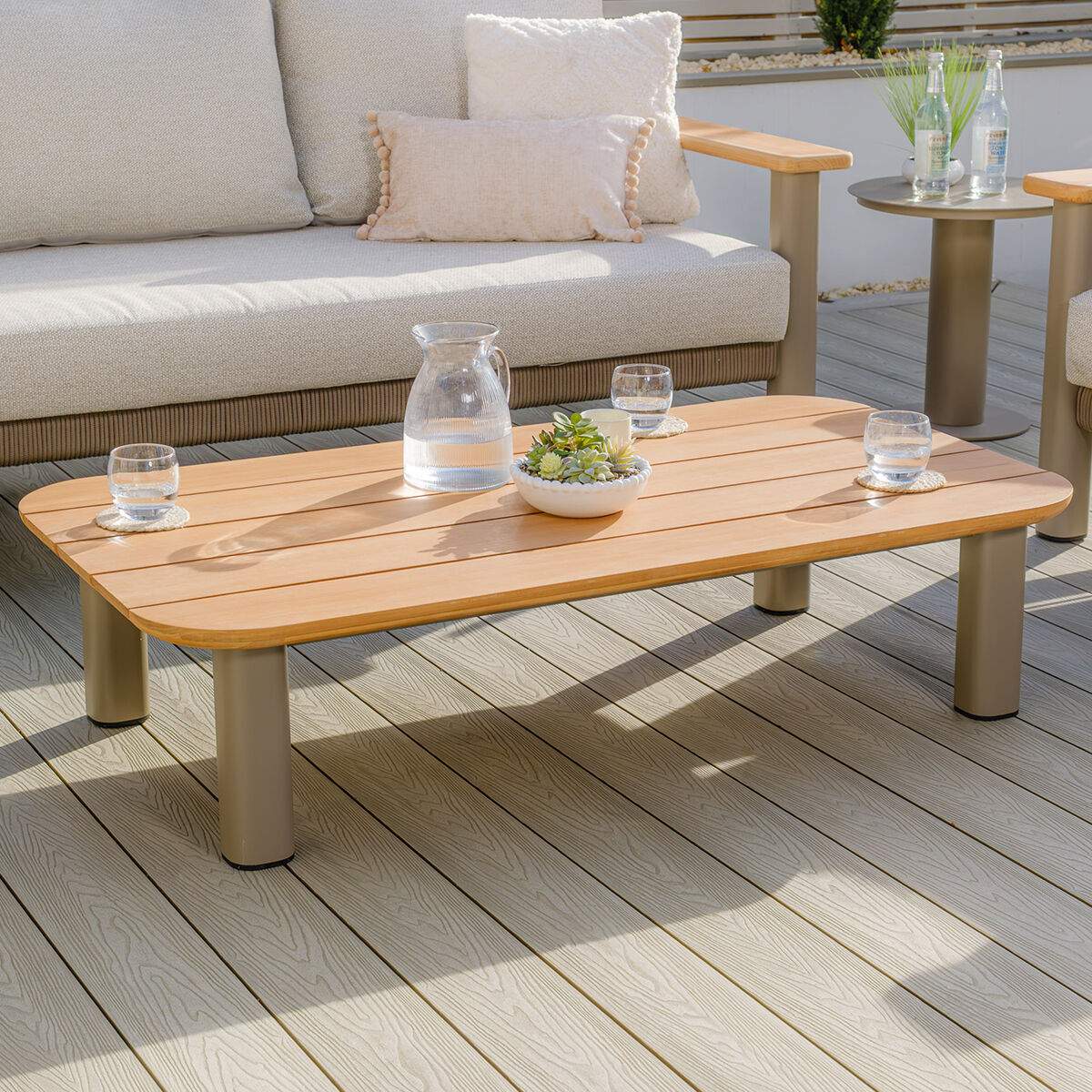 Maze Sicily Teak Rectangular Coffee Table - Café - Image 8