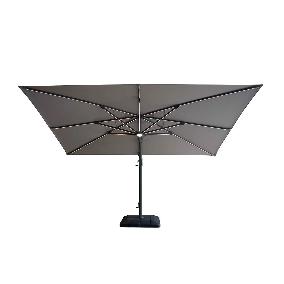Maze White Pepper Beige Aramis LED 3m x 4m Rectangular Rotating Cantilever Parasol