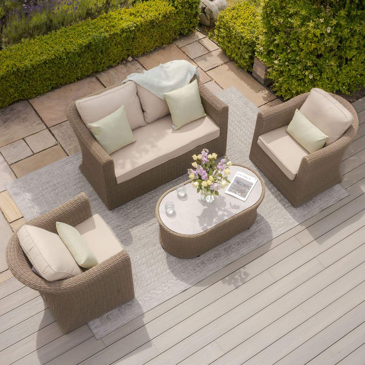 Maze Winchester 2 Seat Rattan Sofa Set - Ceramic Glass - Image 3