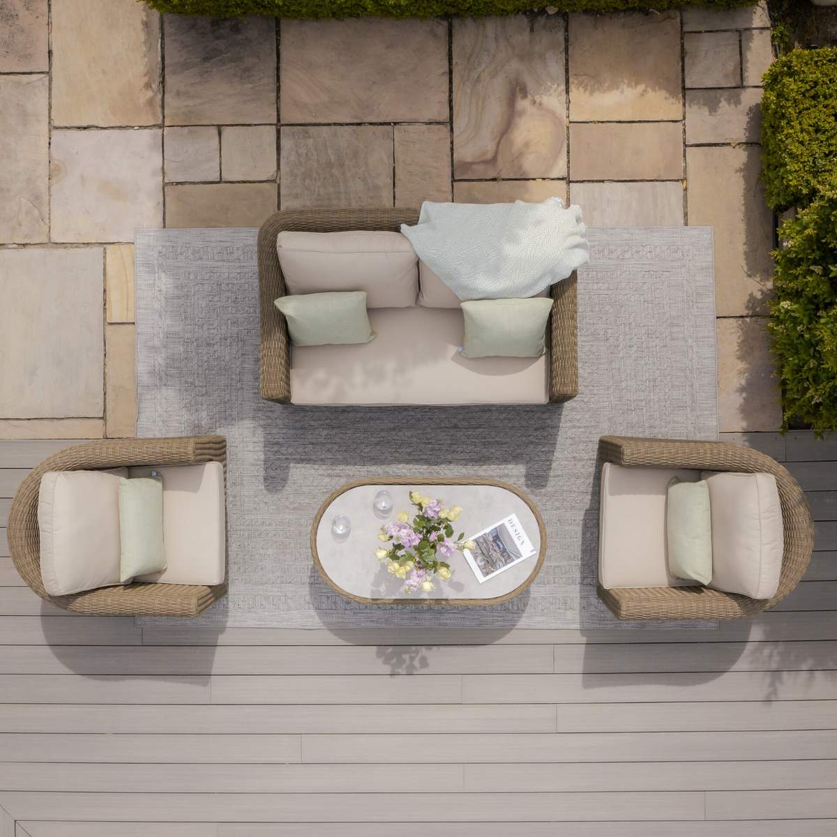 Maze Winchester 2 Seat Rattan Sofa Set - Ceramic Glass - Image 4