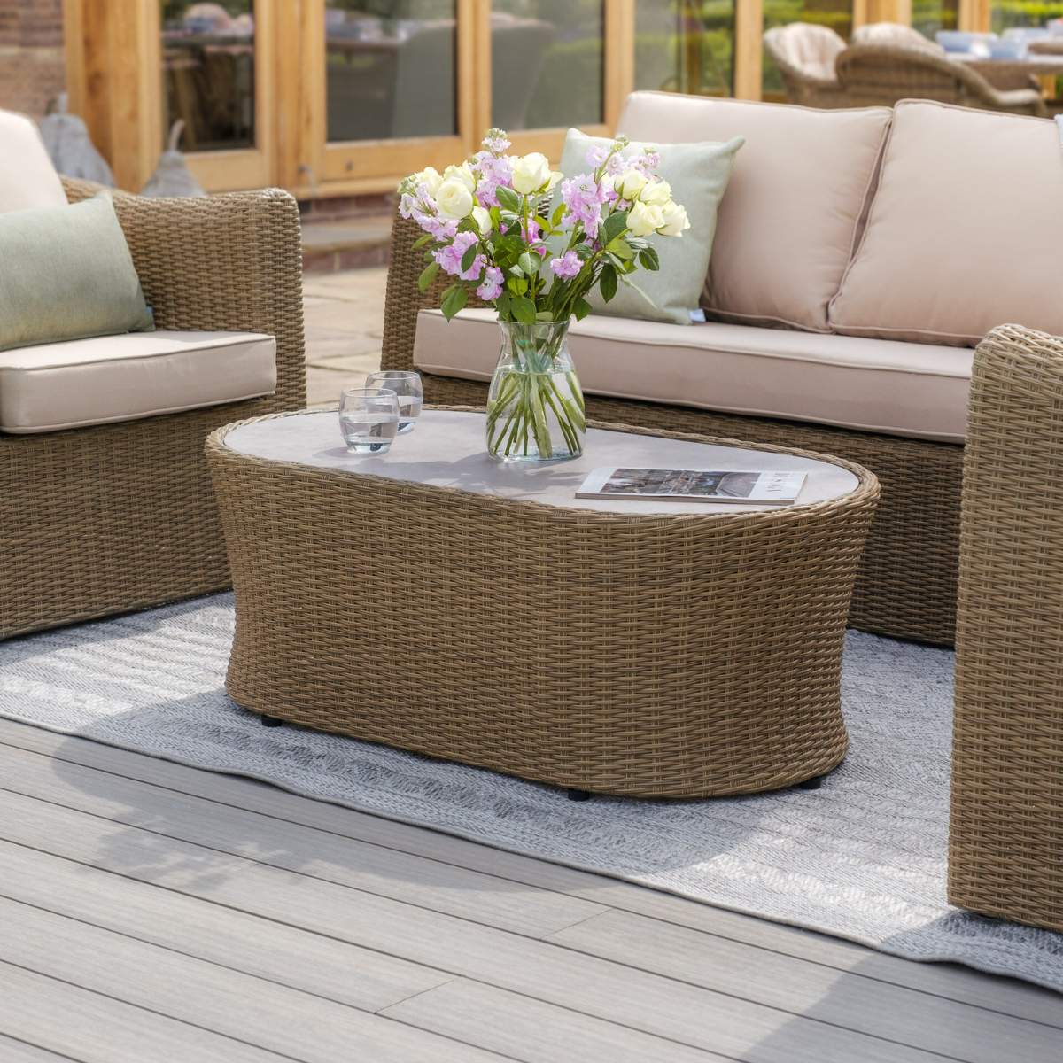Maze Winchester 3 Seat Rattan Sofa Set - Ceramic Glass - Image 5