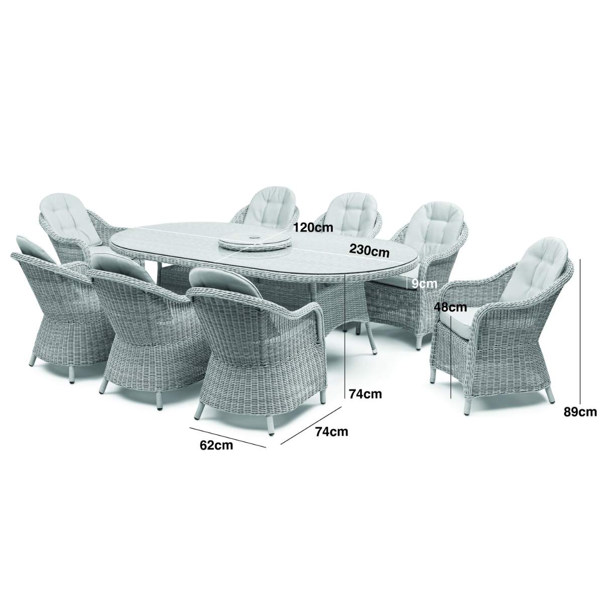 Maze Winchester 8 Seat Oval Dining Set - Image 14