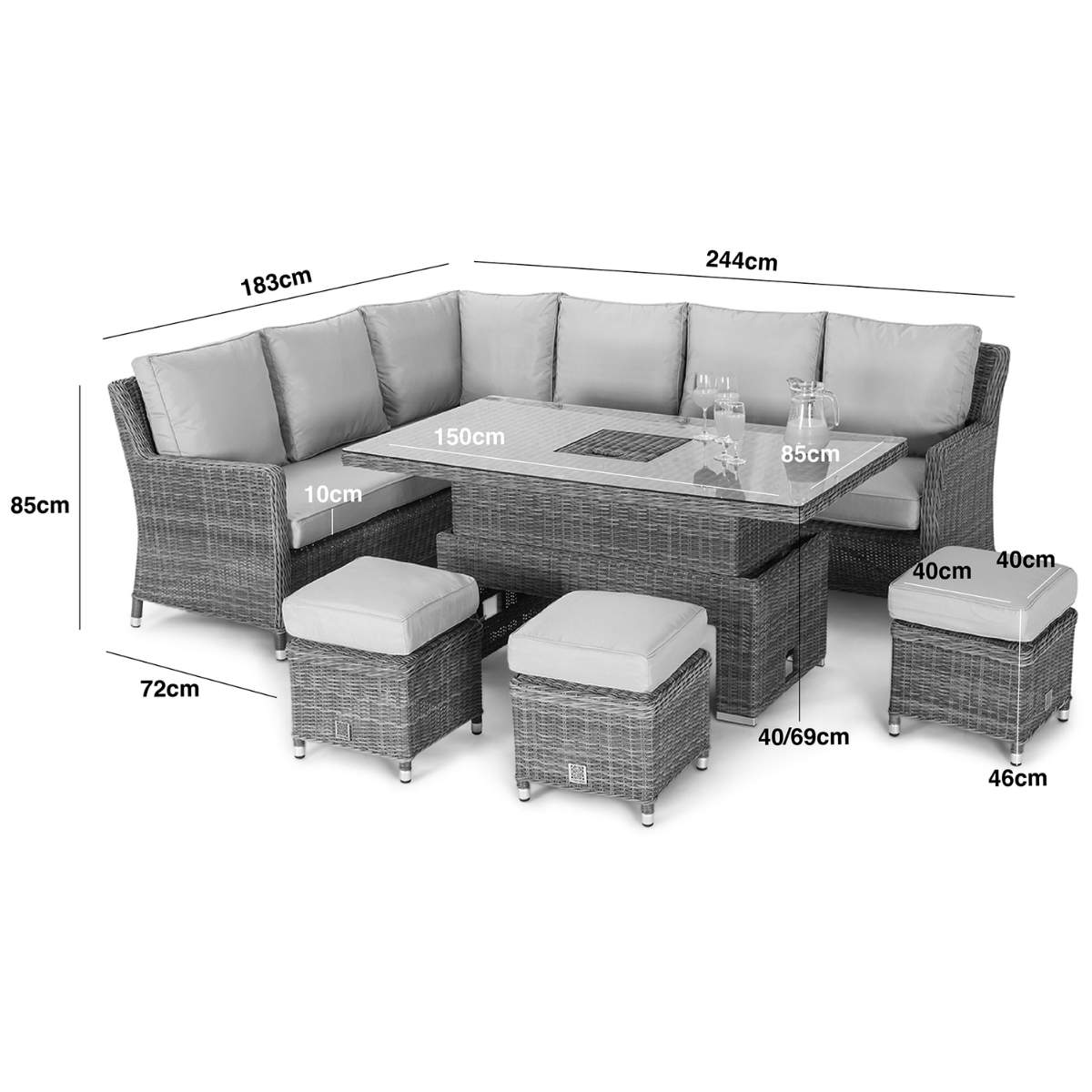 Maze Winchester Corner Rattan Dining Set - Image 13