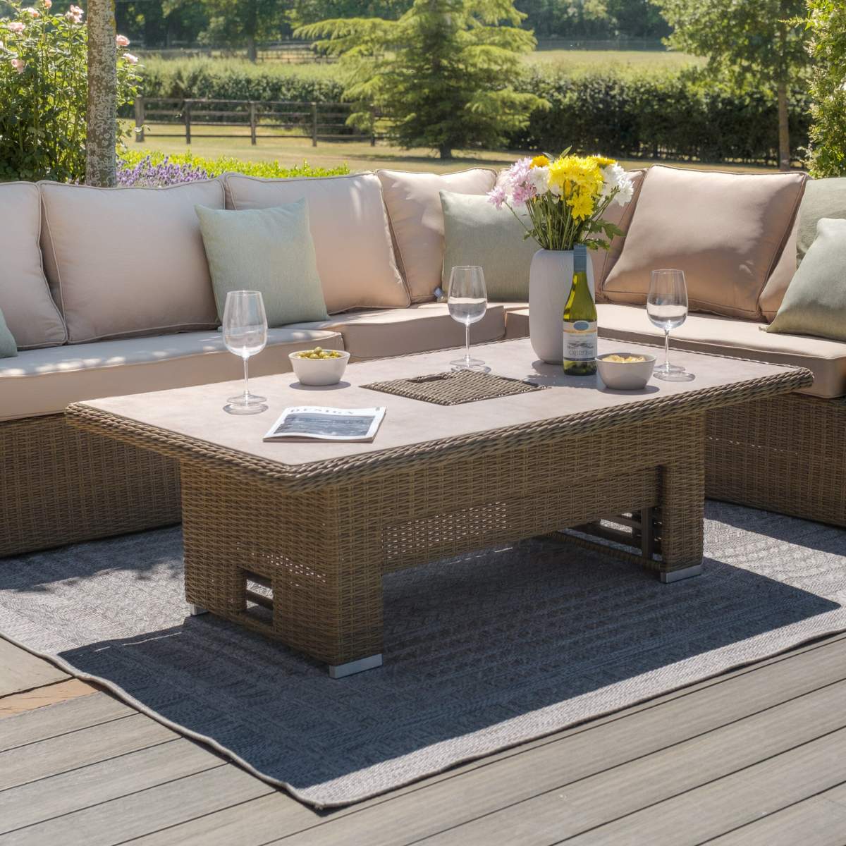 Maze Winchester Deluxe Large Rattan Corner Dining Set - Image 12