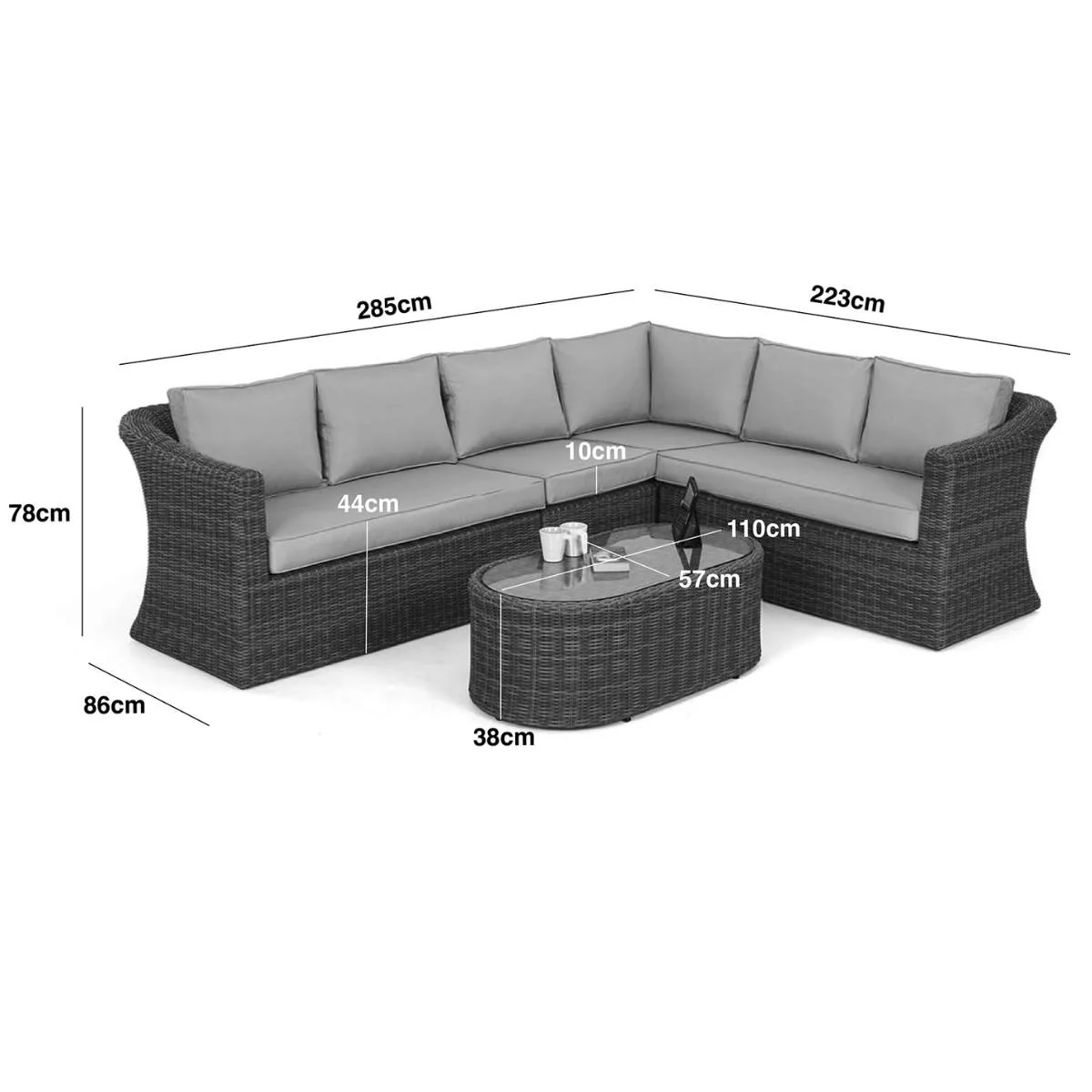 Maze Winchester Large Rattan Corner Sofa Set - Ceramic Glass - Image 12