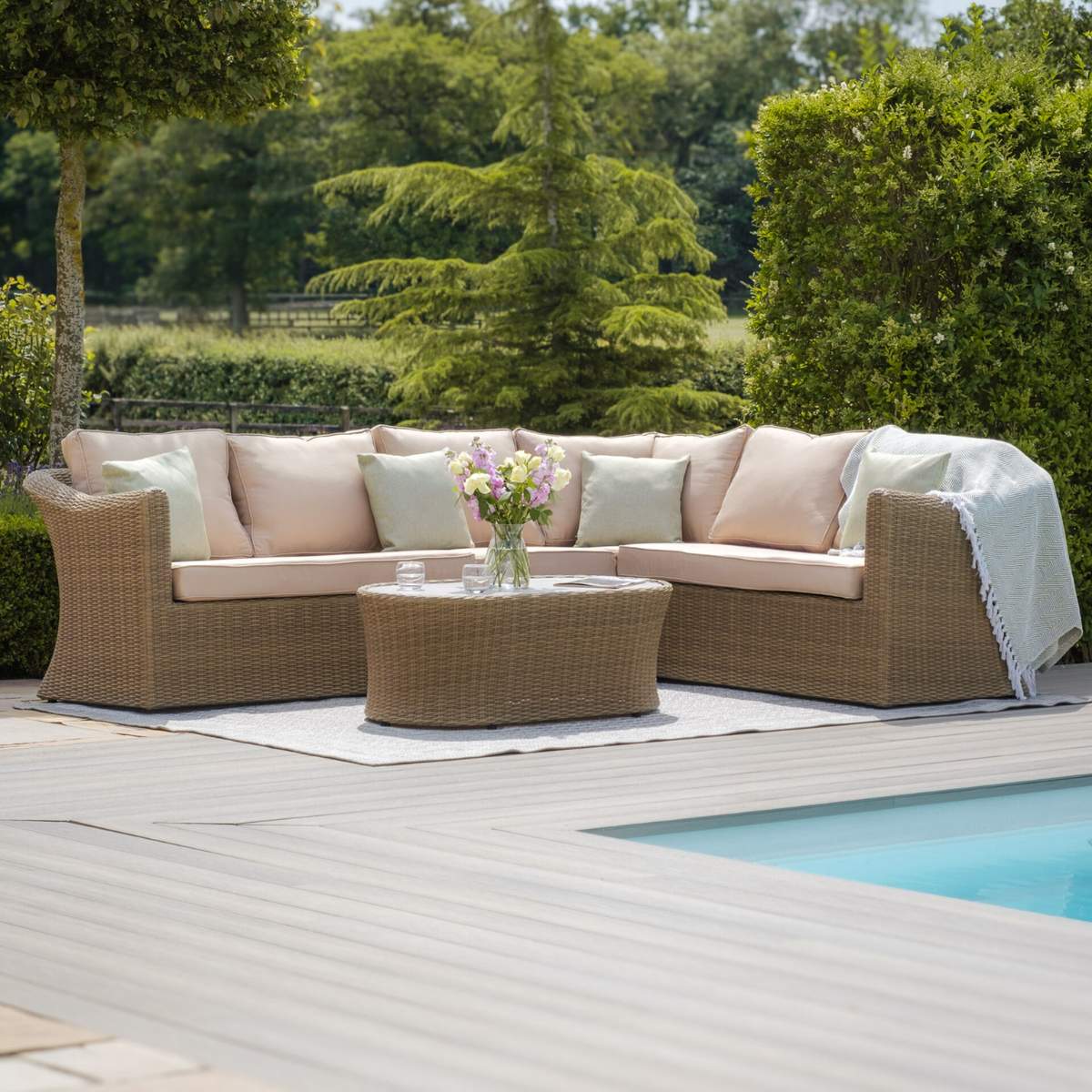 Maze Winchester Large Rattan Corner Sofa Set - Ceramic Glass - Image 2