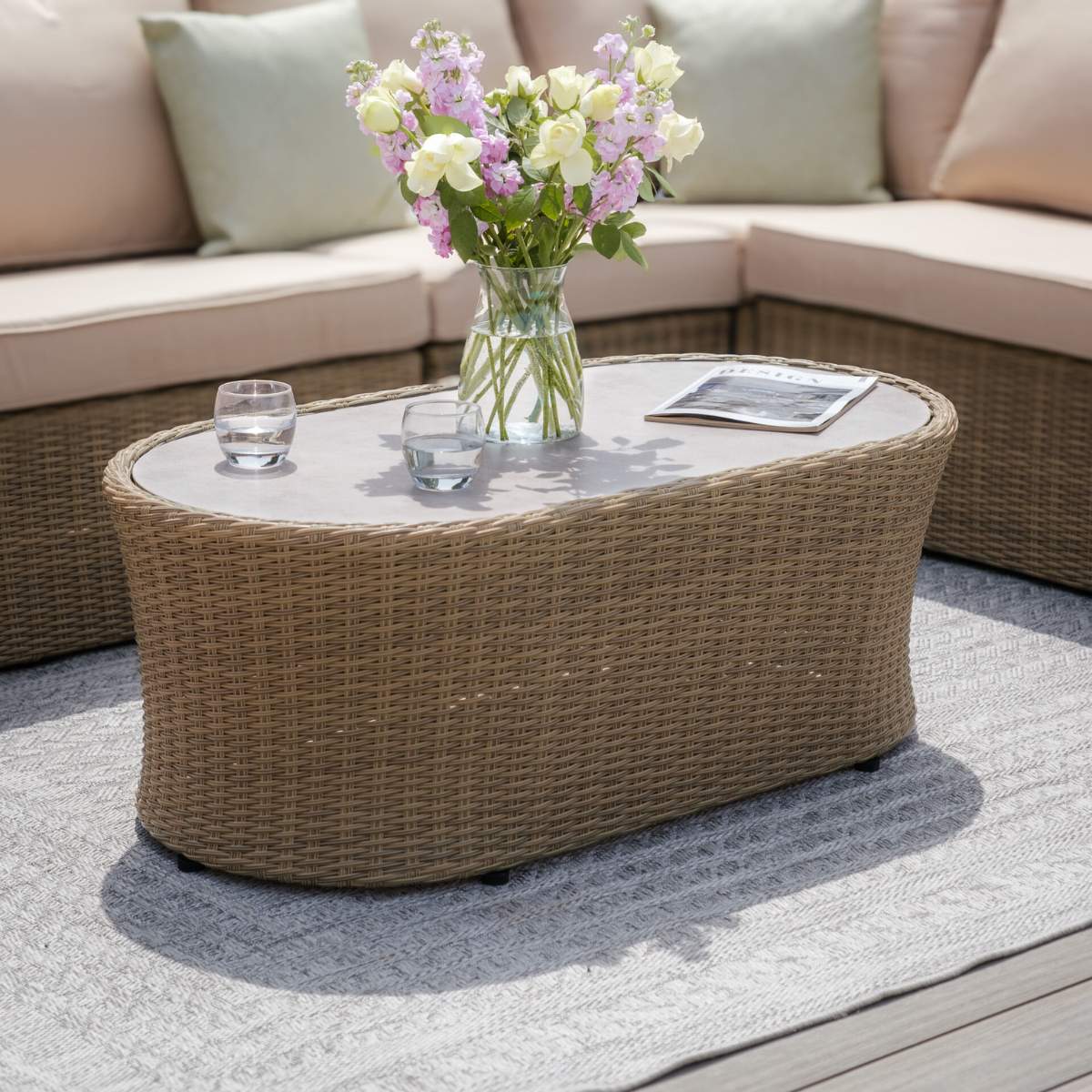 Maze Winchester Large Rattan Corner Sofa Set - Ceramic Glass - Image 5