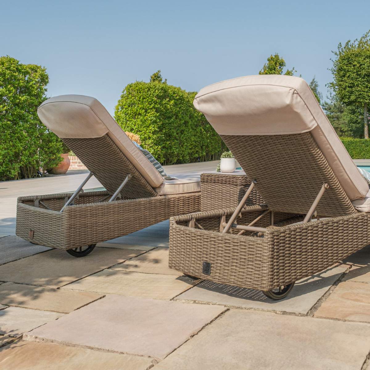 Maze Winchester Rattan Sunlounger Set - Ceramic Glass - Image 4