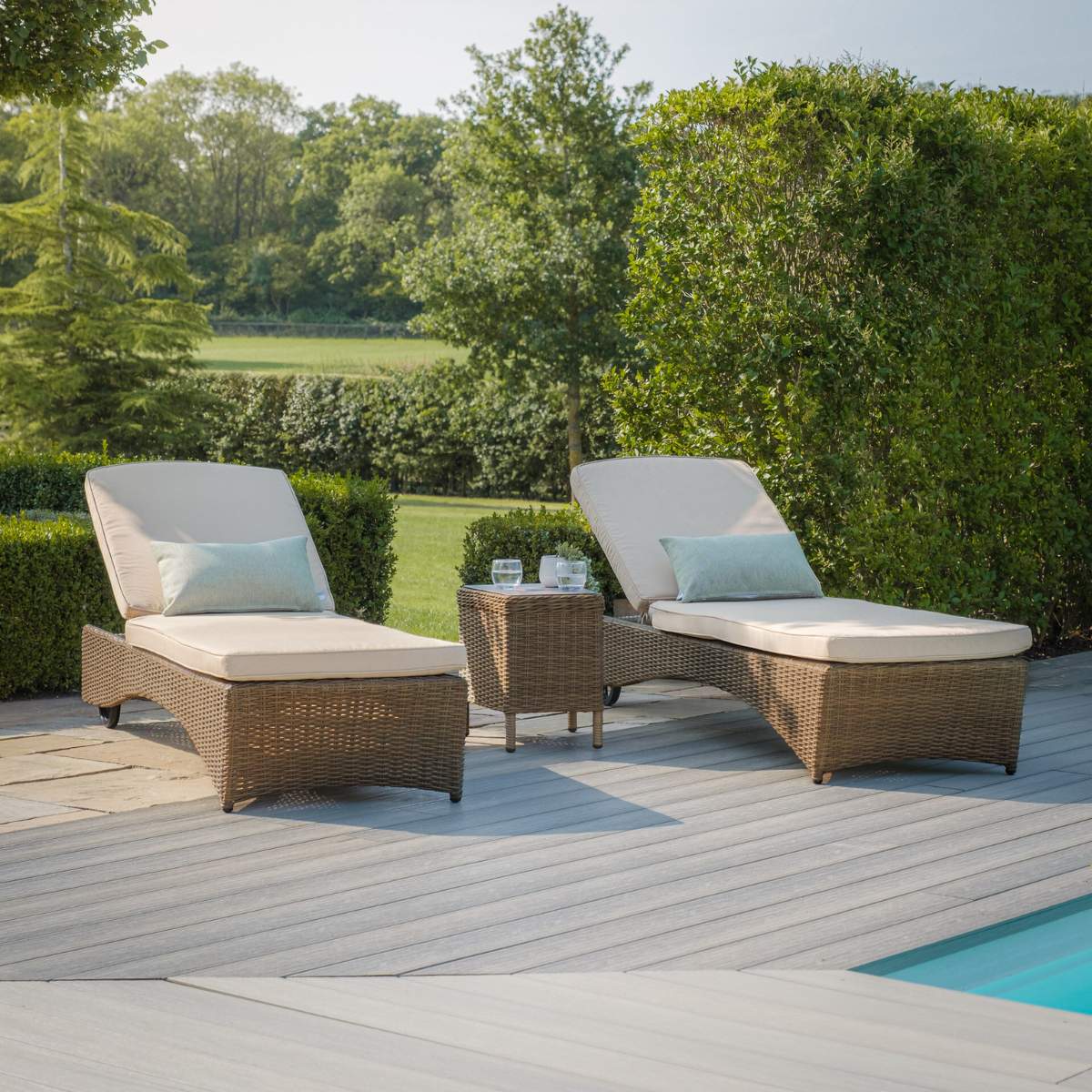 Maze Winchester Rattan Sunlounger Set - Ceramic Glass - Image 5