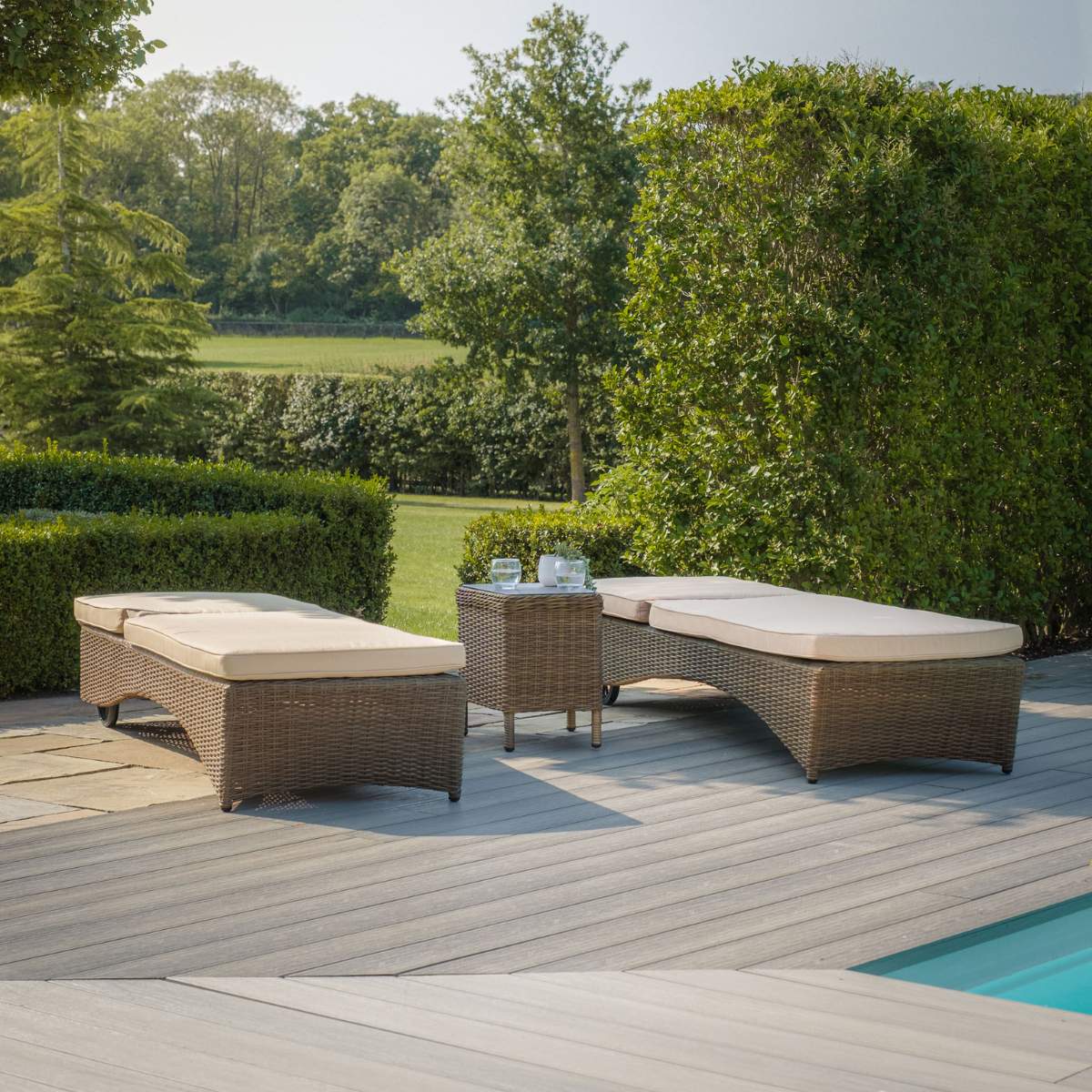 Maze Winchester Rattan Sunlounger Set - Ceramic Glass - Image 6