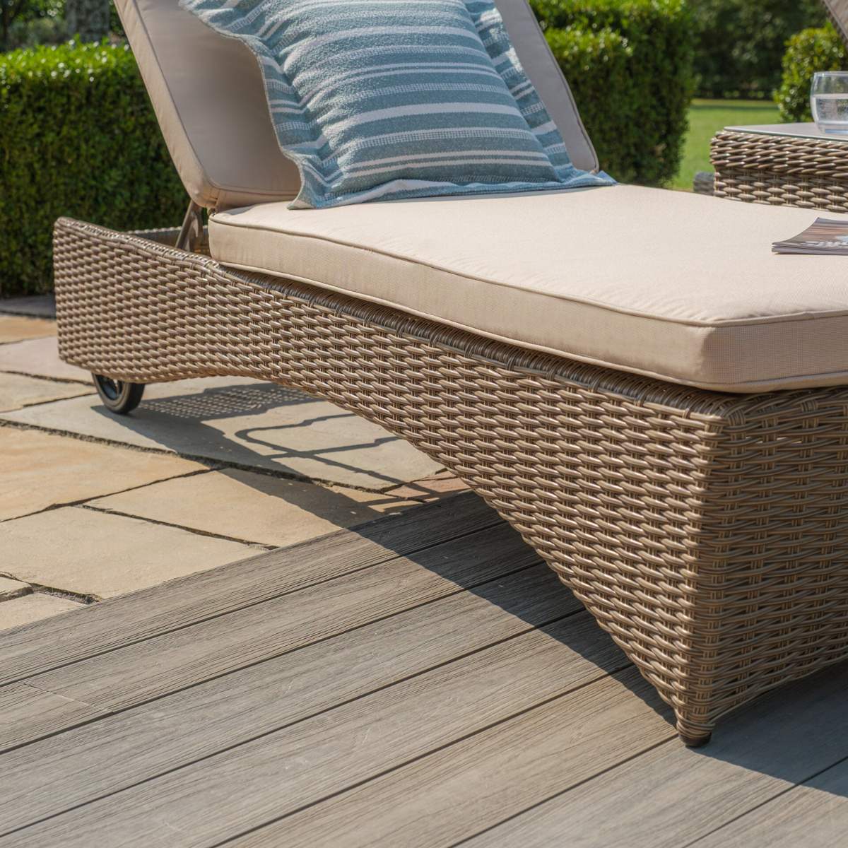 Maze Winchester Rattan Sunlounger Set - Ceramic Glass - Image 7