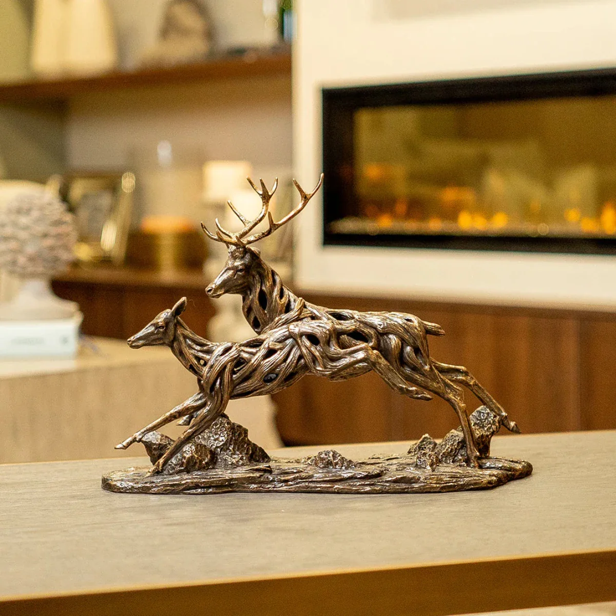 Mindy Brownes Running Deers Driftwood Sculpture - Image 2