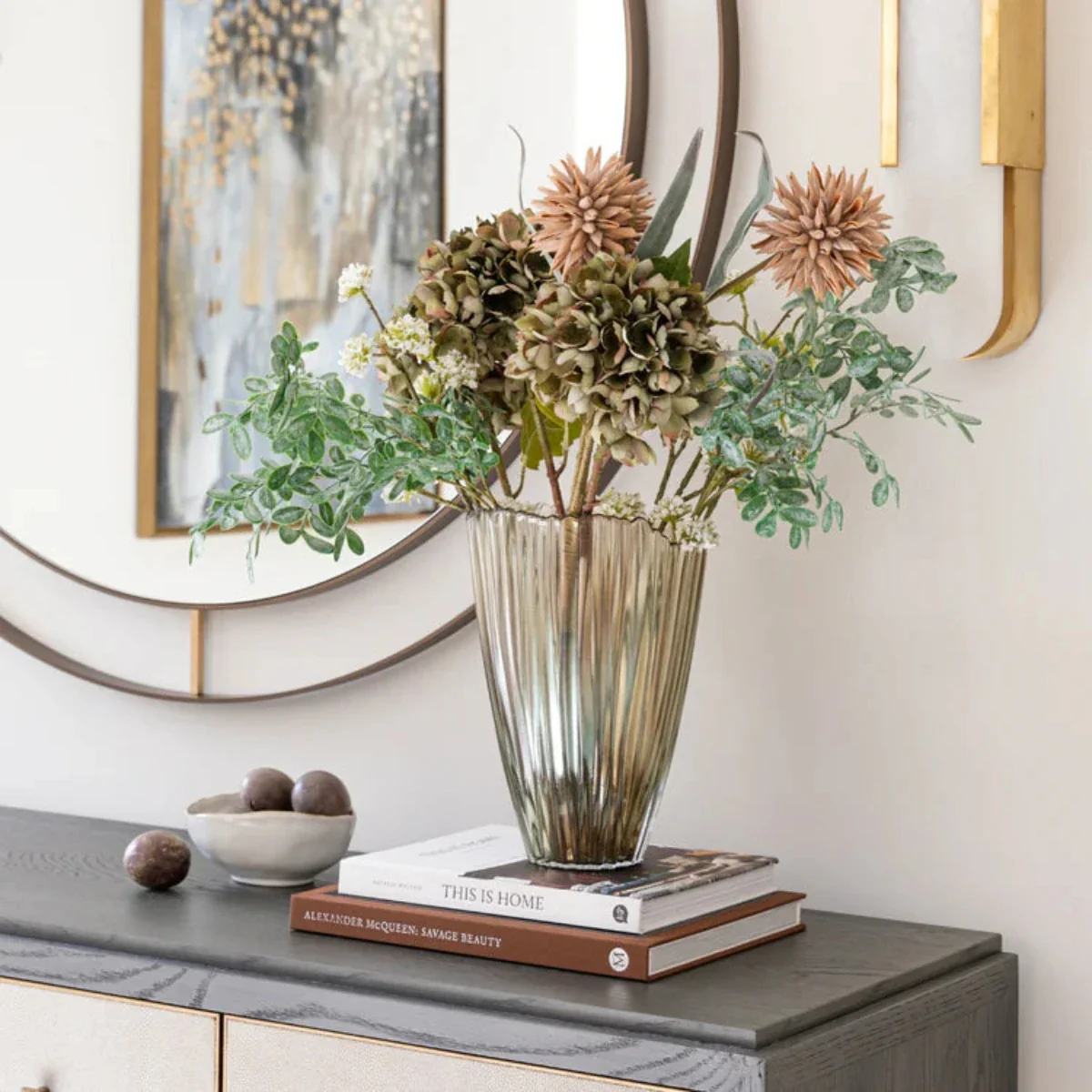 Ivyline Mocha Rippled Glass Vase - Image 4