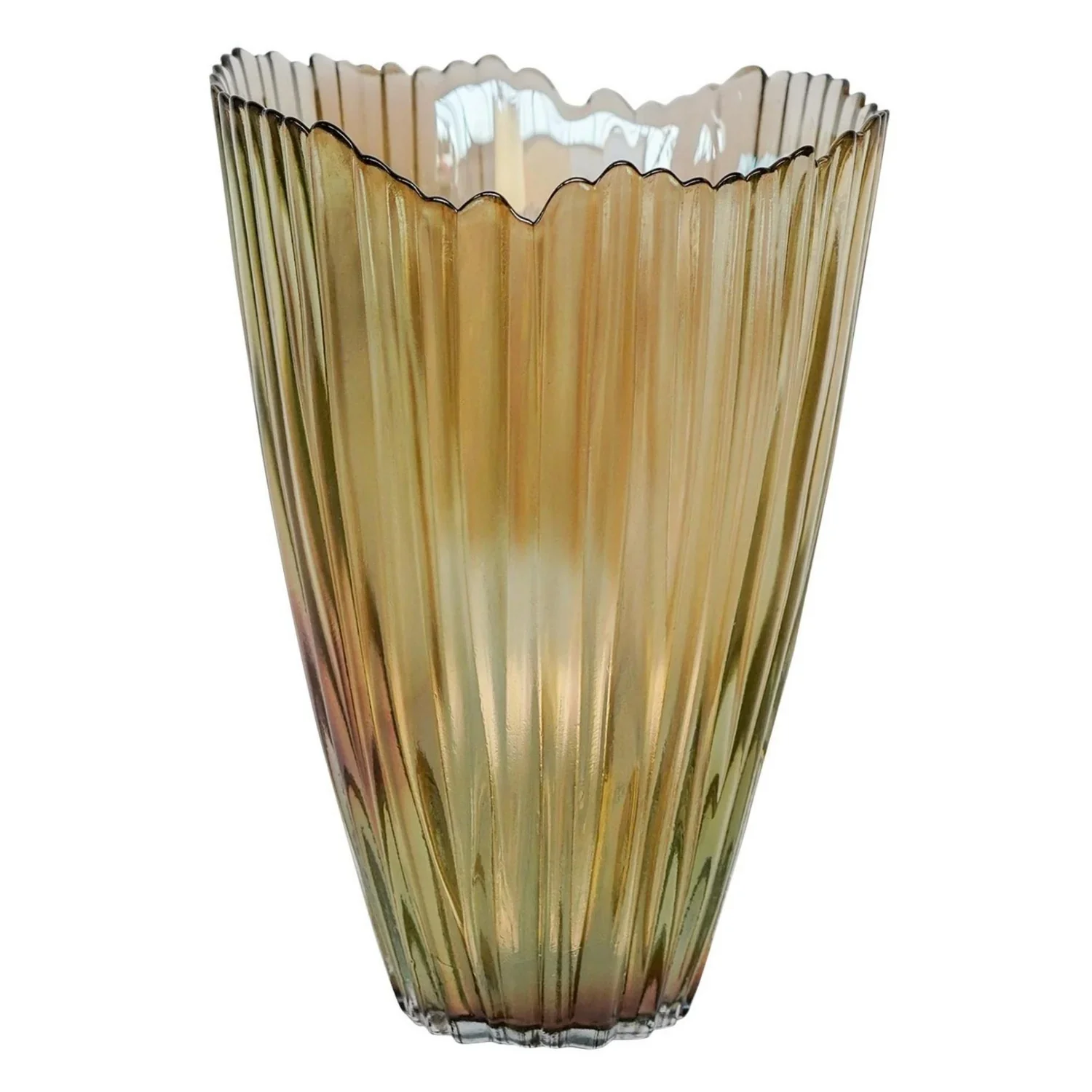 Ivyline Mocha Rippled Glass Vase - Image 5