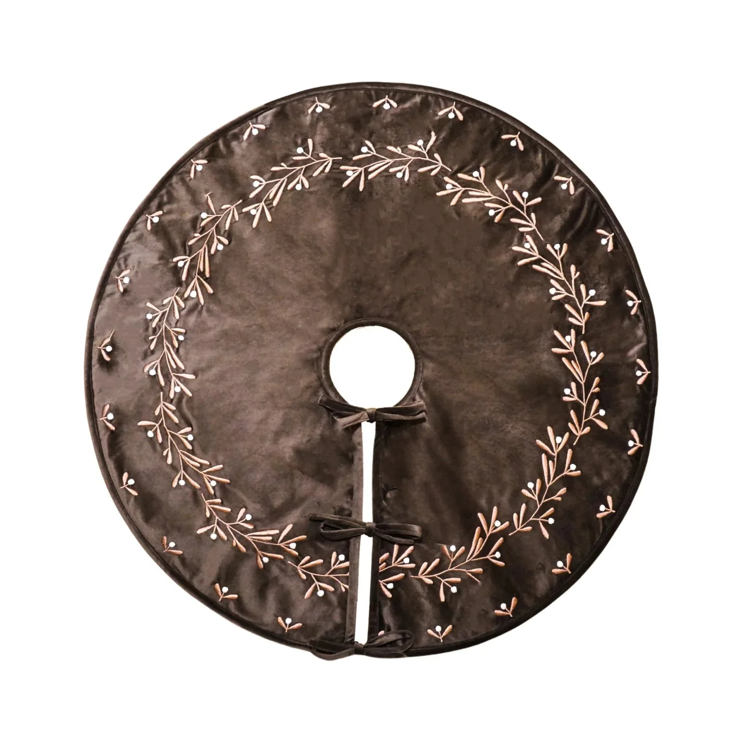 Ivyline Velvet Mistletoe Tree Skirt - Image 3