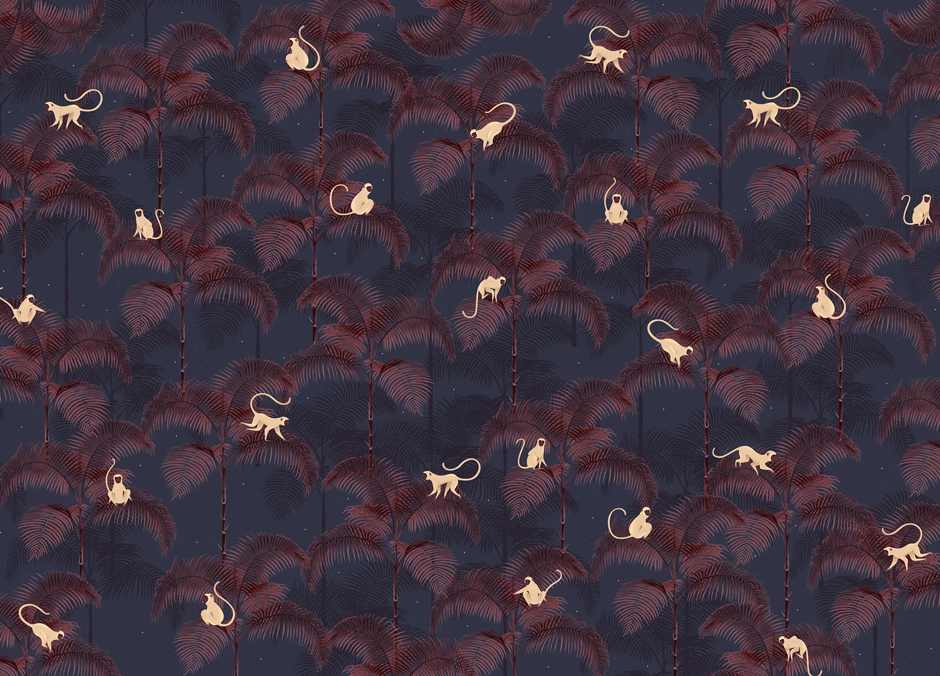 Creative Lab Amsterdam Monkey Night Red Wallpaper Mural - Image 3