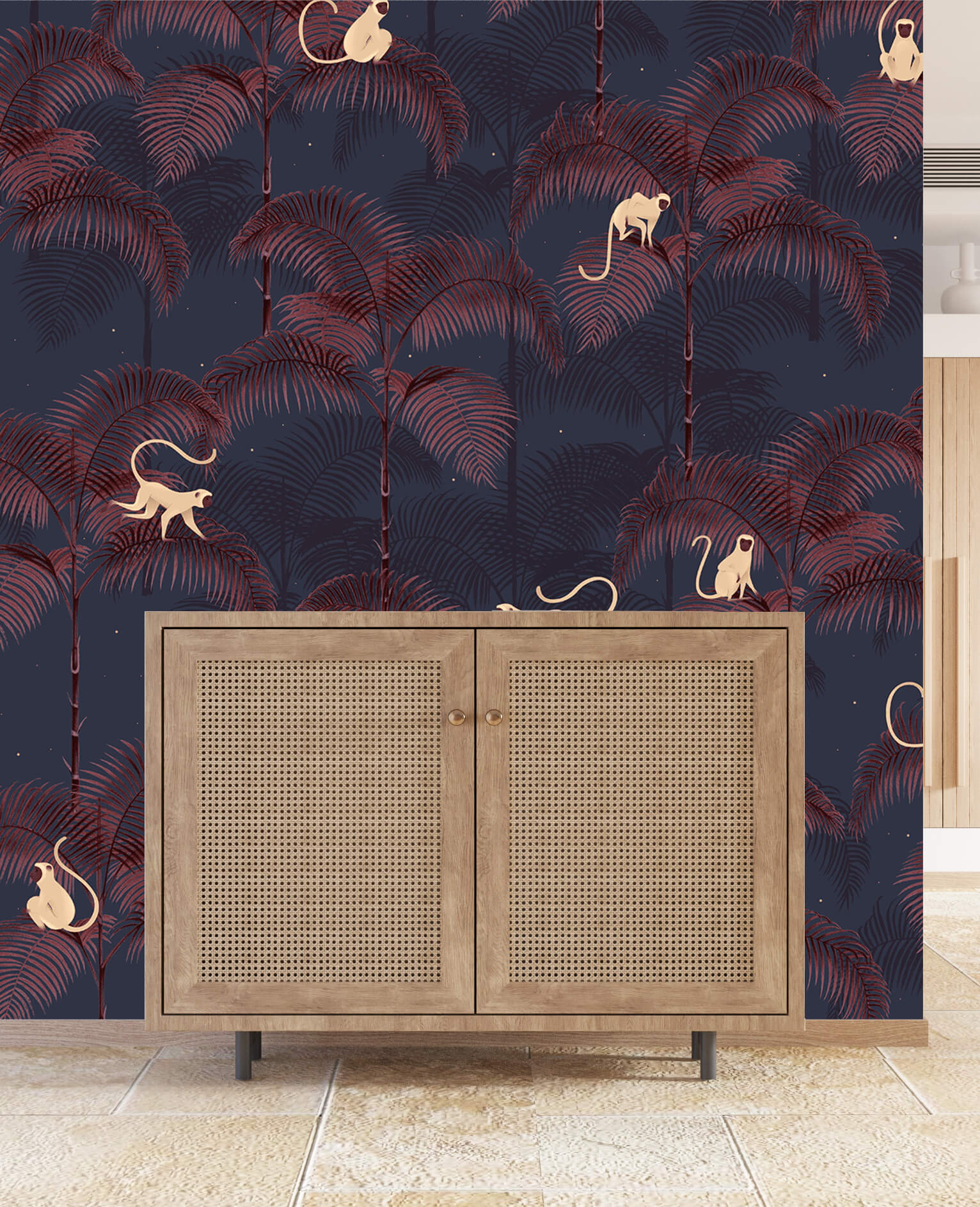 Creative Lab Amsterdam Monkey Night Red Wallpaper Mural - Image 4