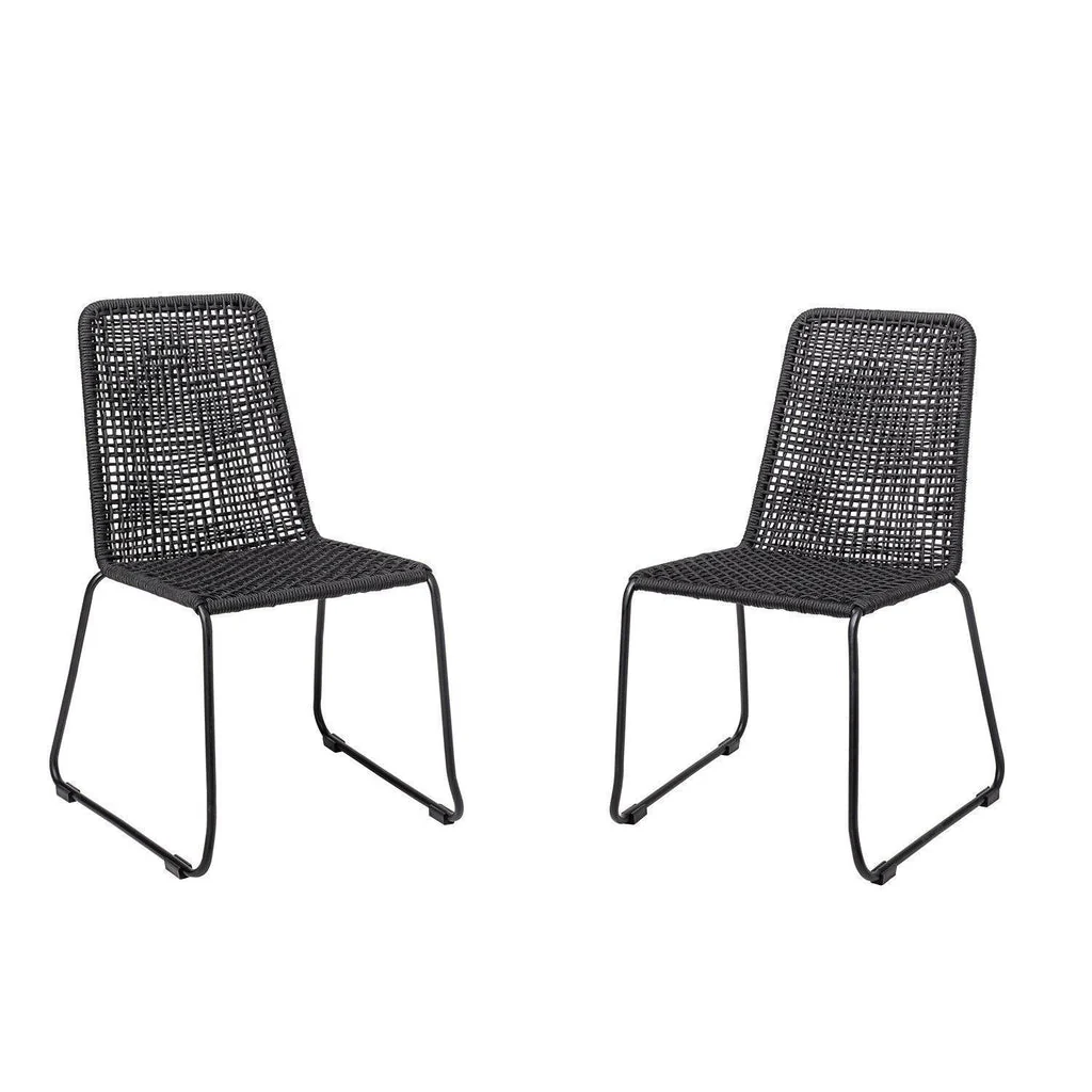 Bloomingville Mundo Outdoor Rope Weave Dining Chair Set - Black