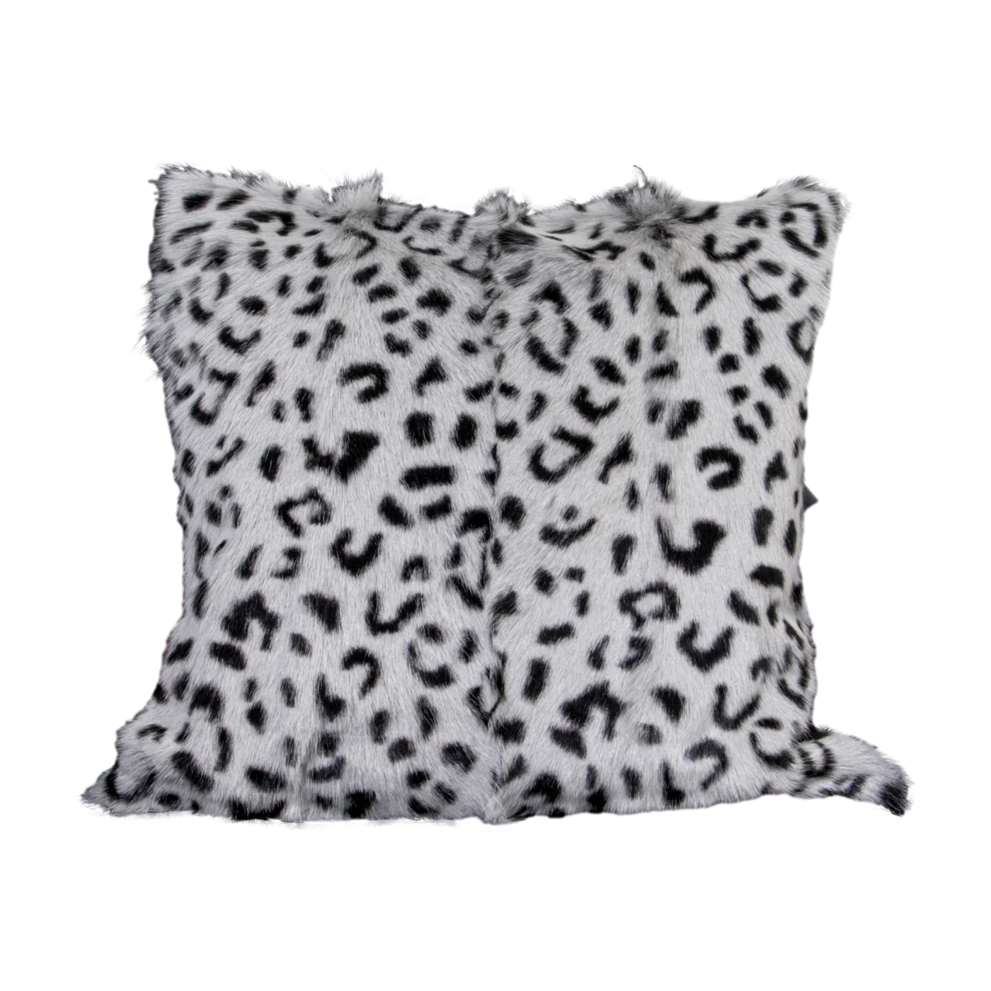 Native Home Leopard Print Goatskin Cushion - Grey