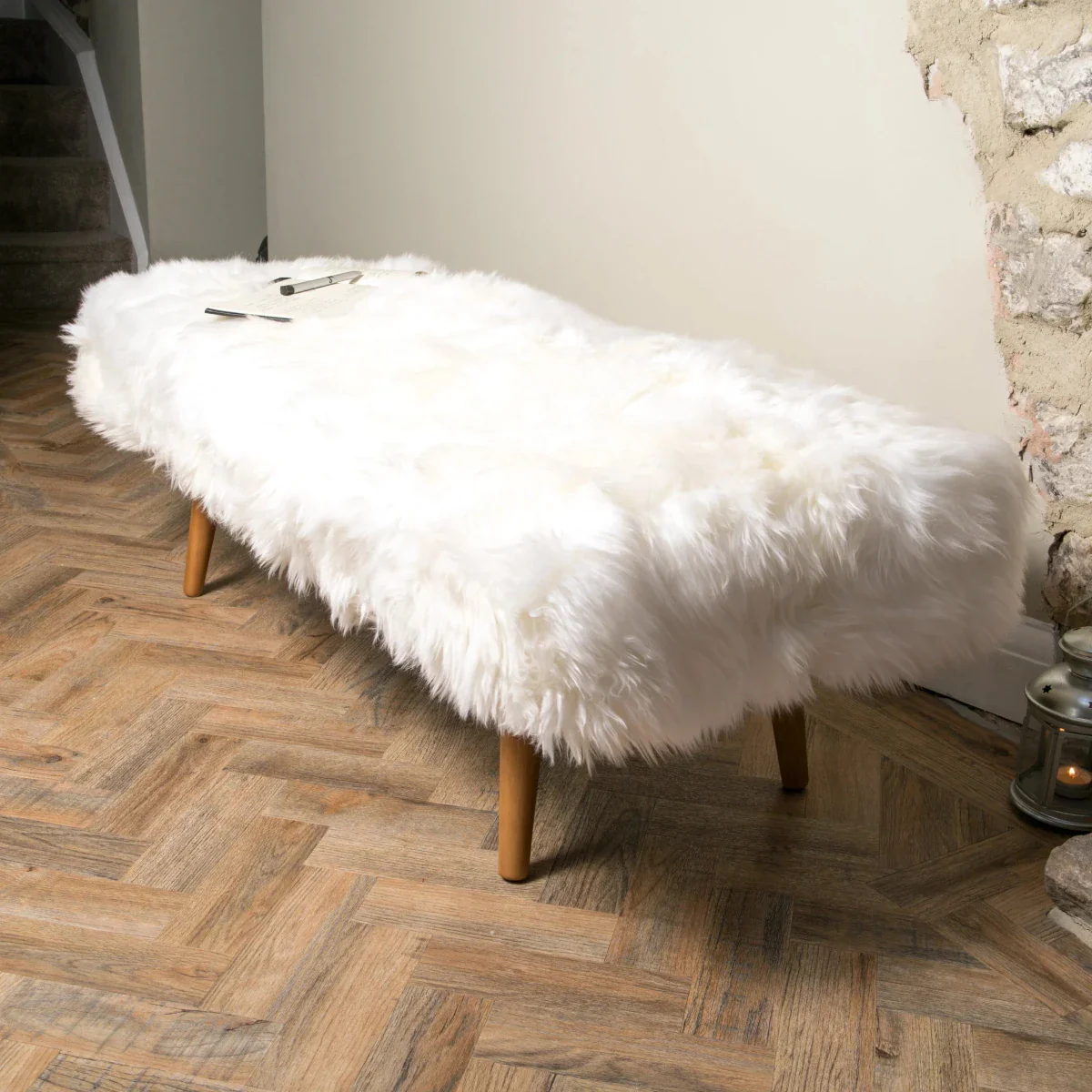 Native Home Shearling Sheepskin End Of Bed Bench - Image 6