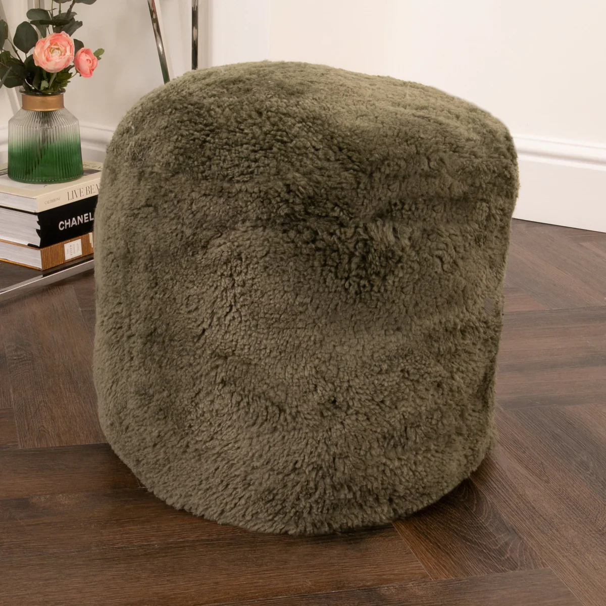 Native Home Short Pile Sheepskin Pouf - Image 12