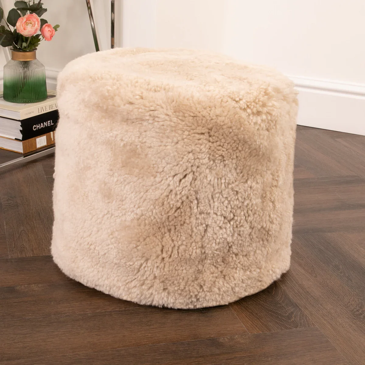 Native Home Short Pile Sheepskin Pouf - Image 6