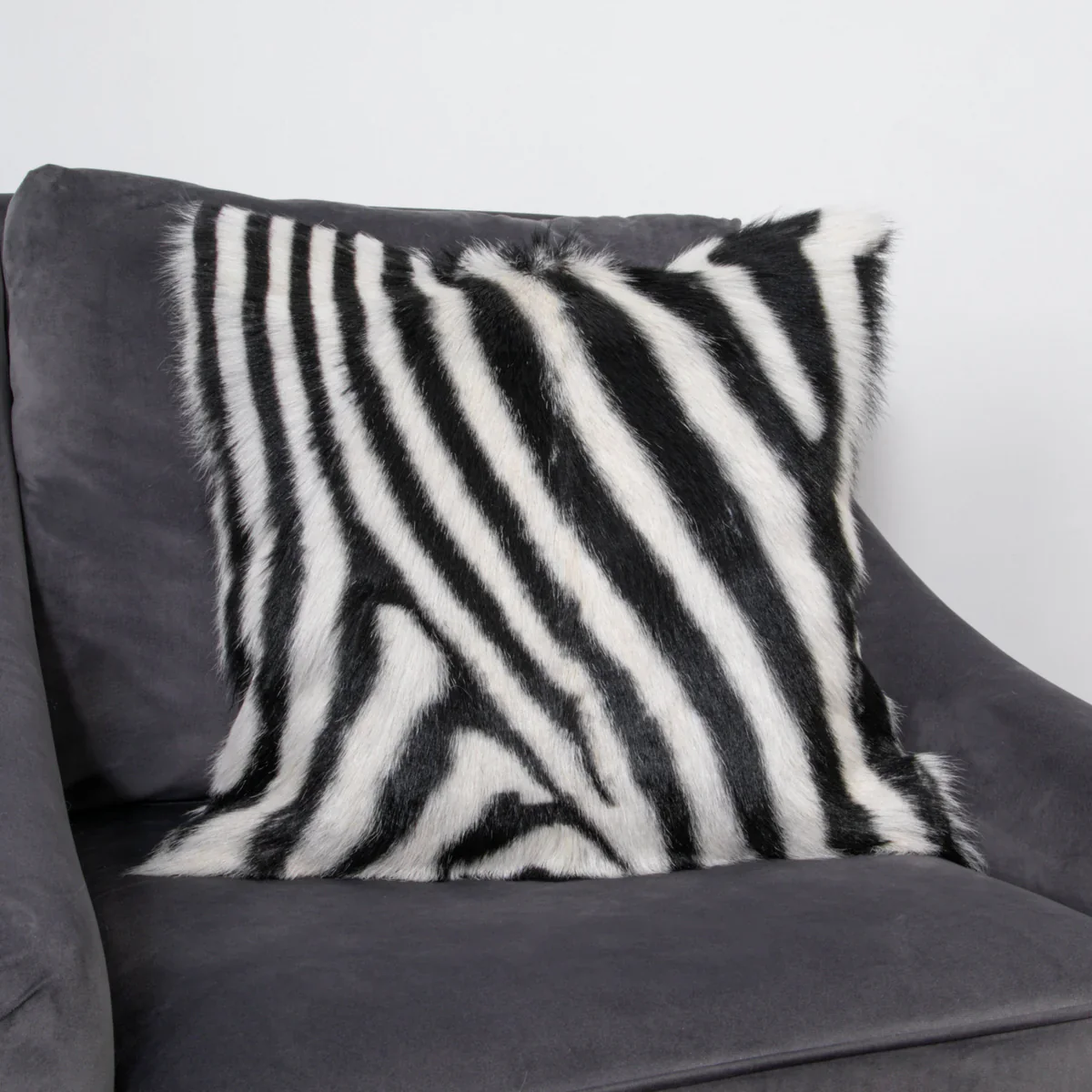 Native Home Zebra Print Goatskin Cushion - Image 2