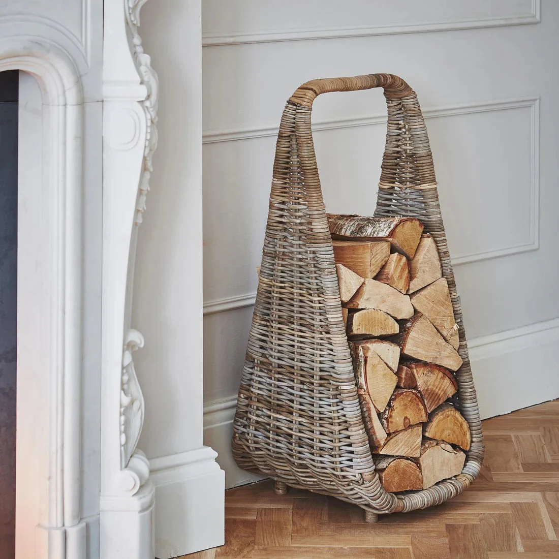 Ivyline Rattan Tall Log Storage Rack - Image 2
