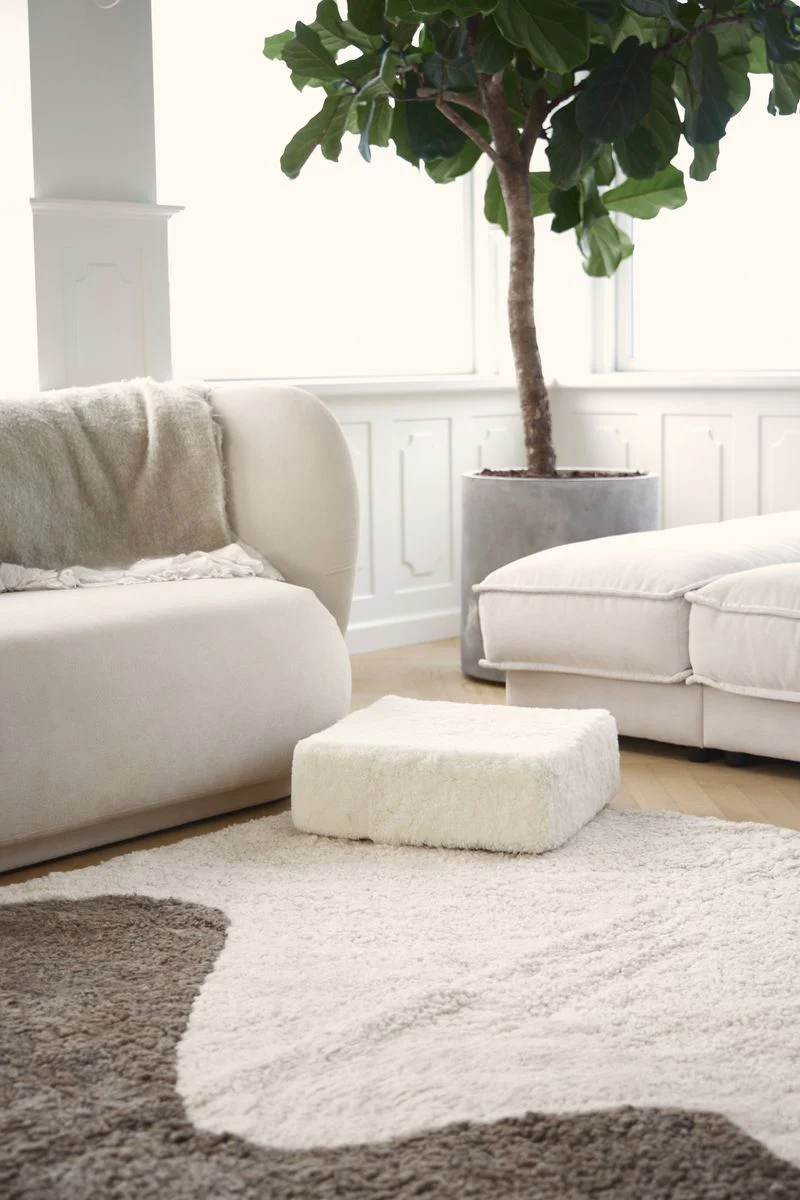 Natures Collection Short Wool Curly Sheepskin Pouf - Image 17