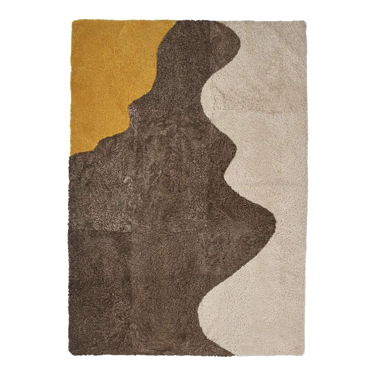 Natures Collection Short Wool Curly Sheepskin River Design Rug - Image 2