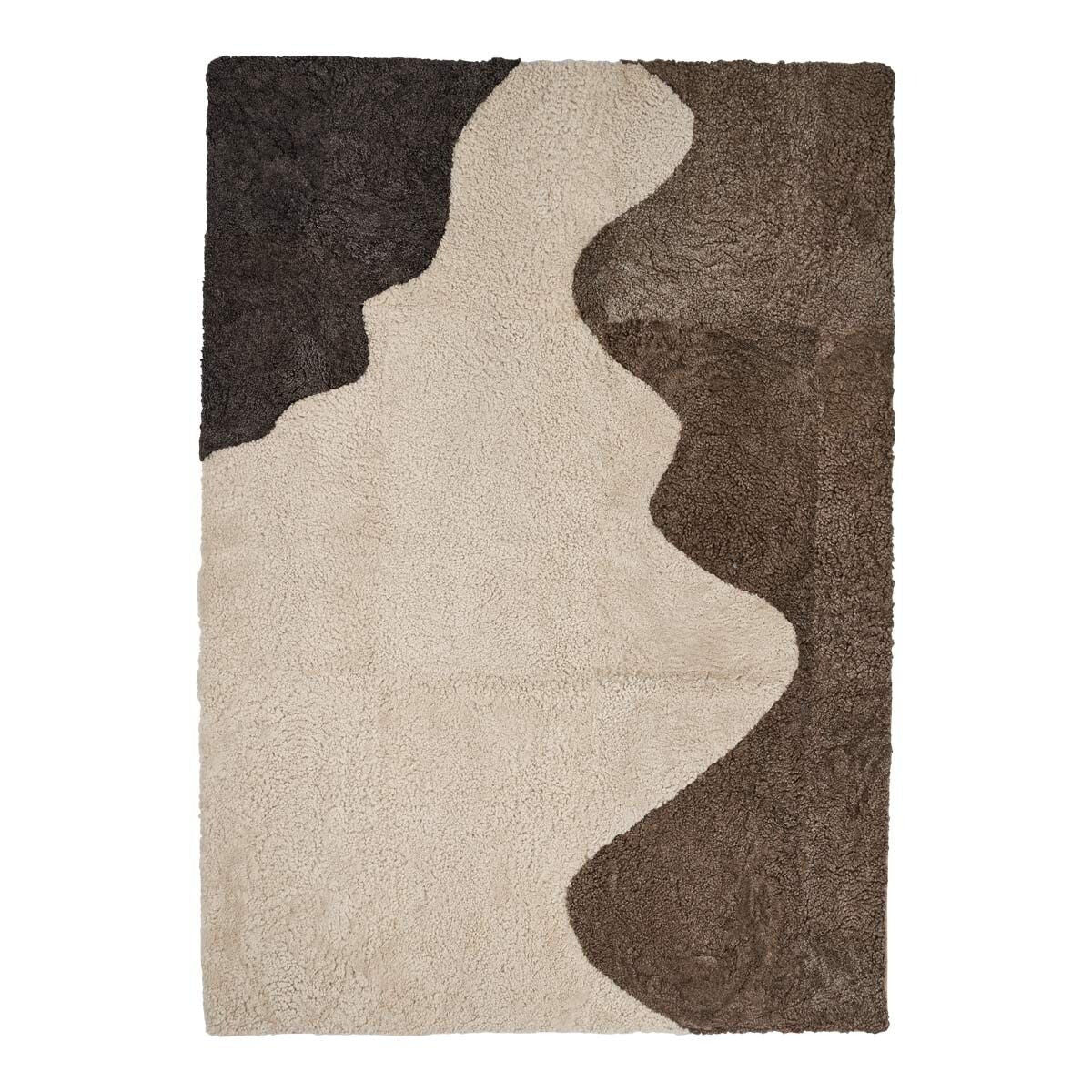Natures Collection Short Wool Curly Sheepskin River Design Rug - Image 5