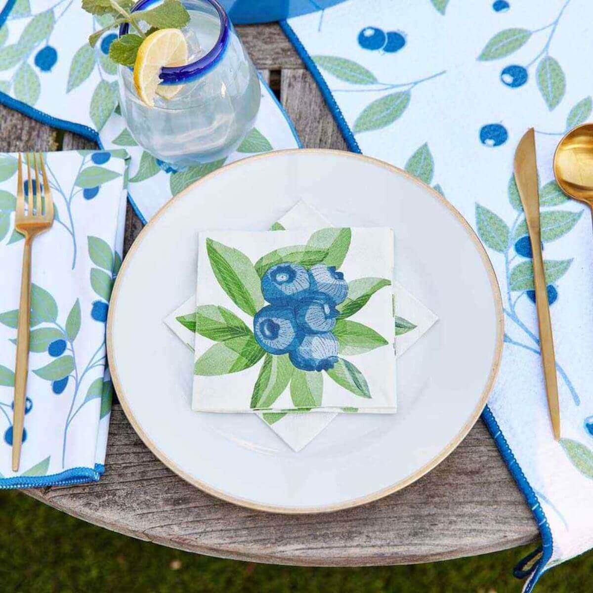 New England Trading Co. Blueberry Bunch Paper Cocktail Napkins (Pack of 20) - Image 4