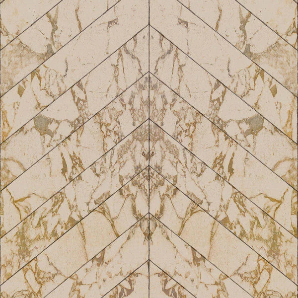 NLXL Materials Wallpaper Beige Marbled Tiles Herringbone Small