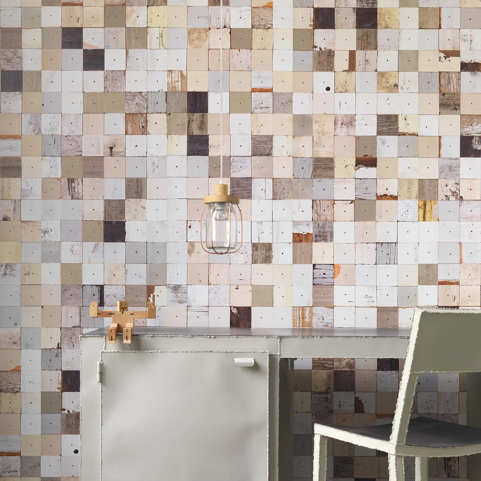 NLXL Mosaic Squares White Wallpaper